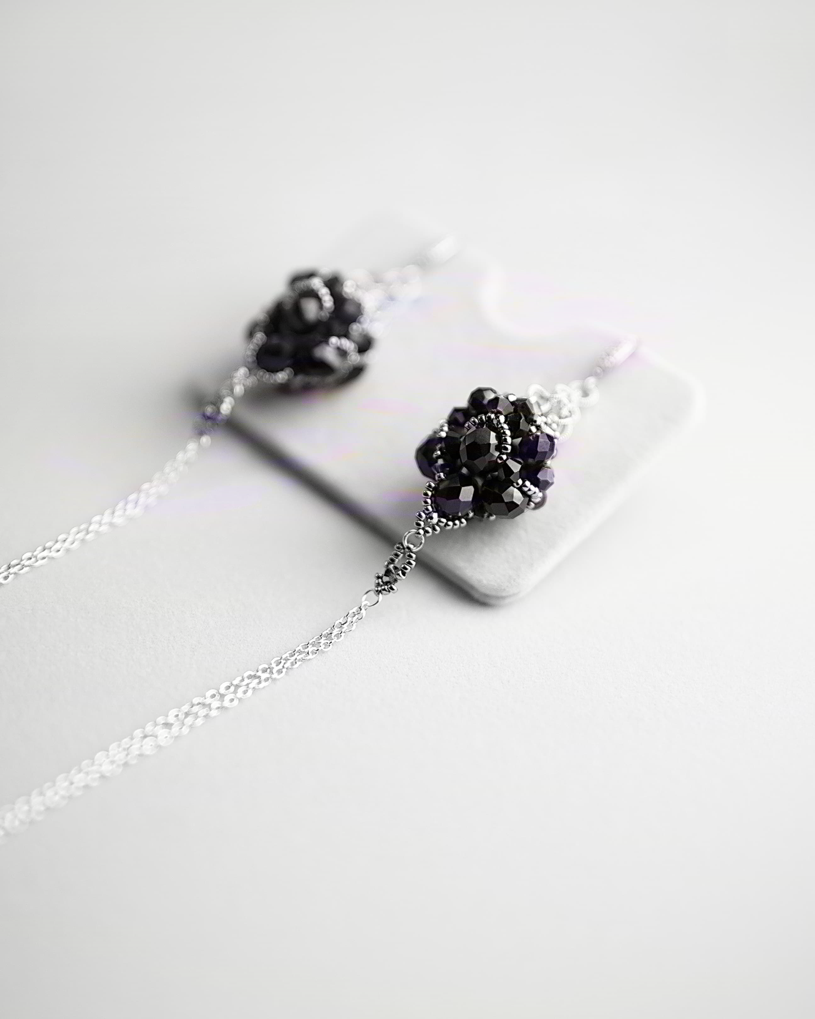 Silver earrings with crystals