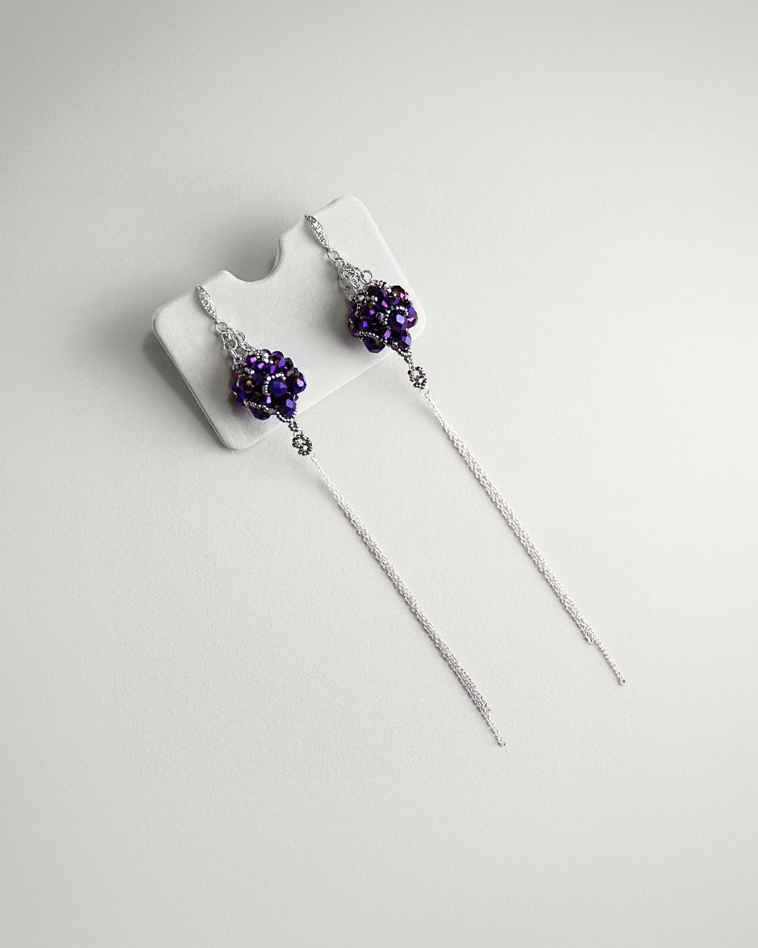 Silver earrings with crystals