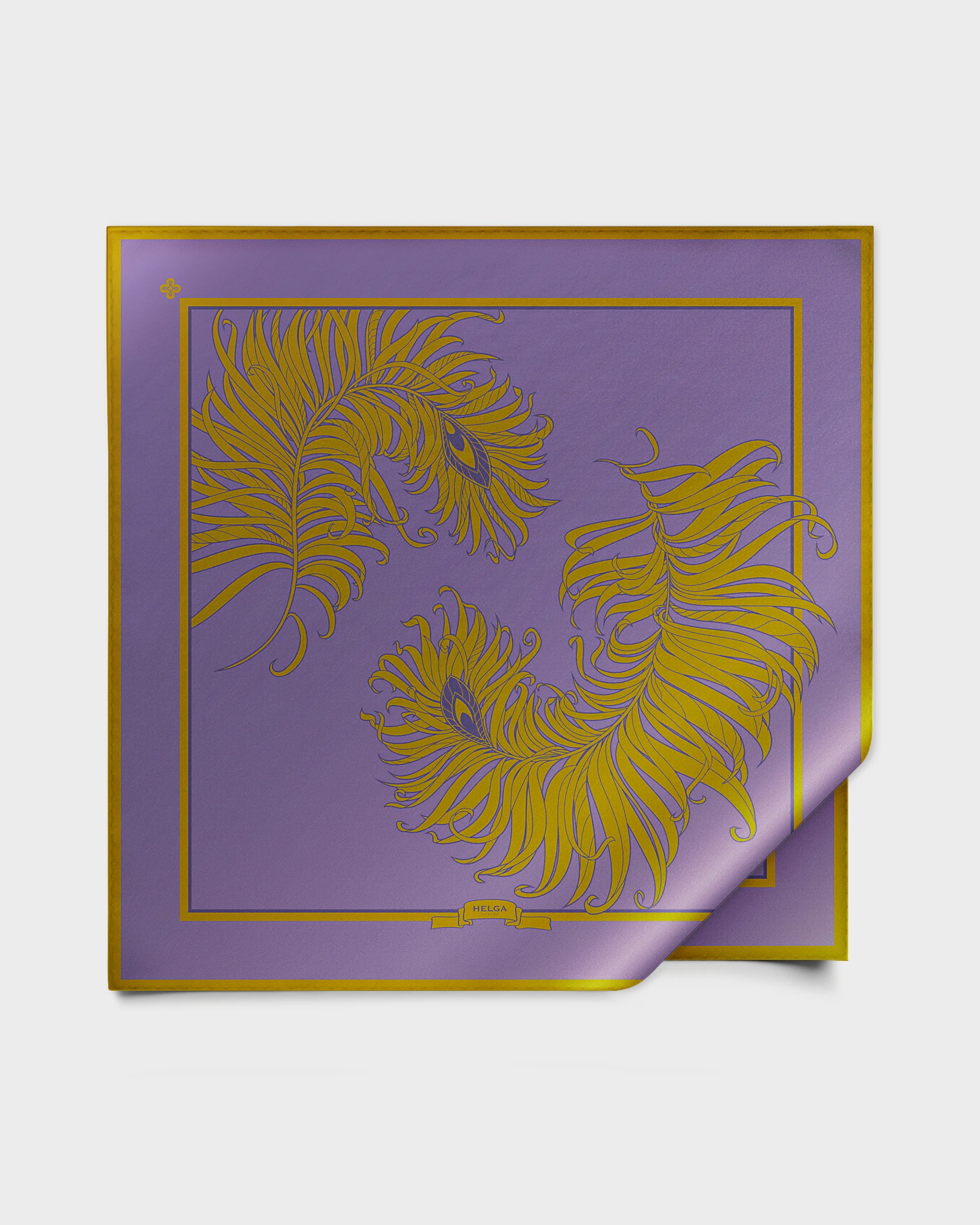 Amethyst feather silk foulard 55″