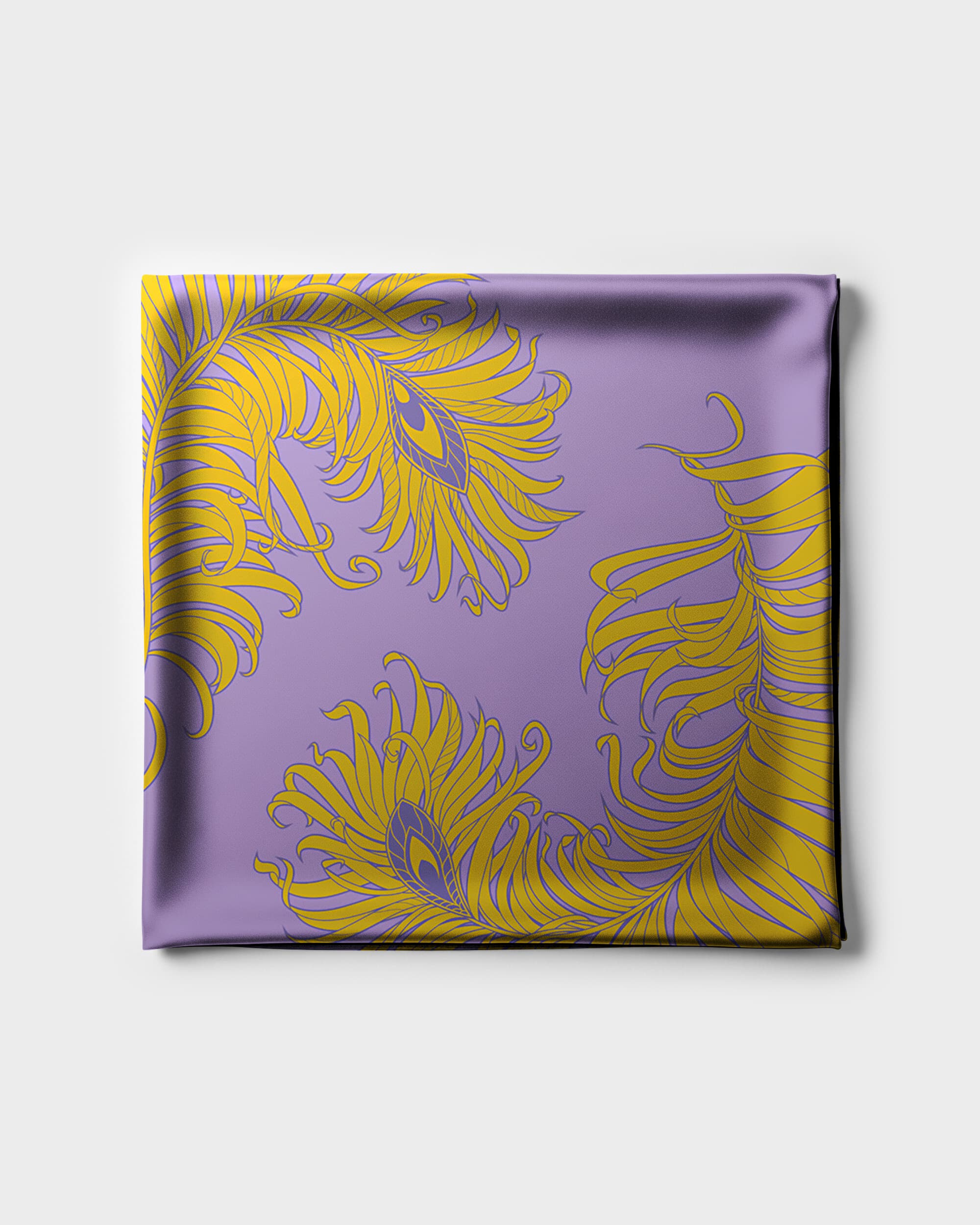 Amethyst feather silk scarf | 55 x 55 in