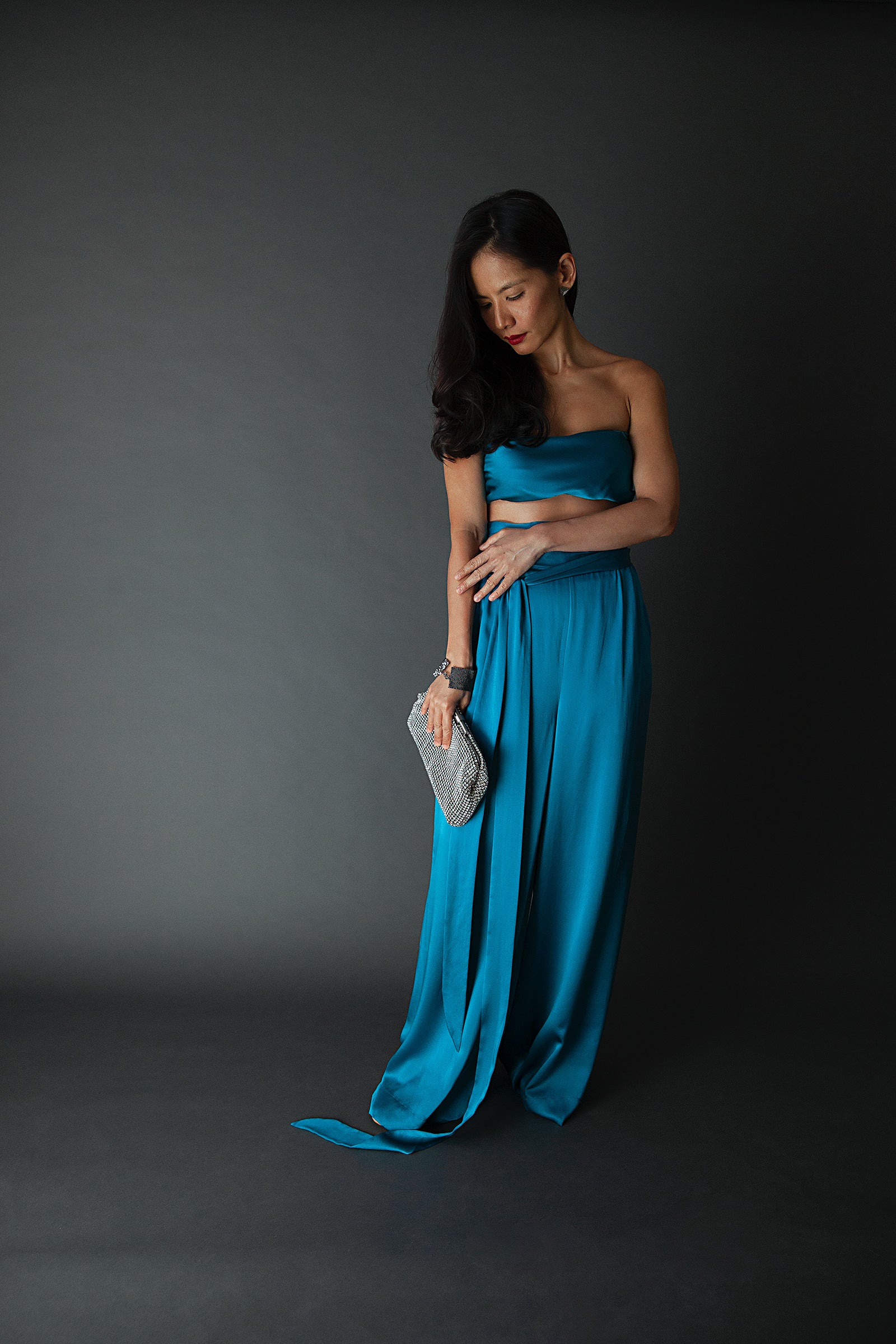 Aquamarine silk pants