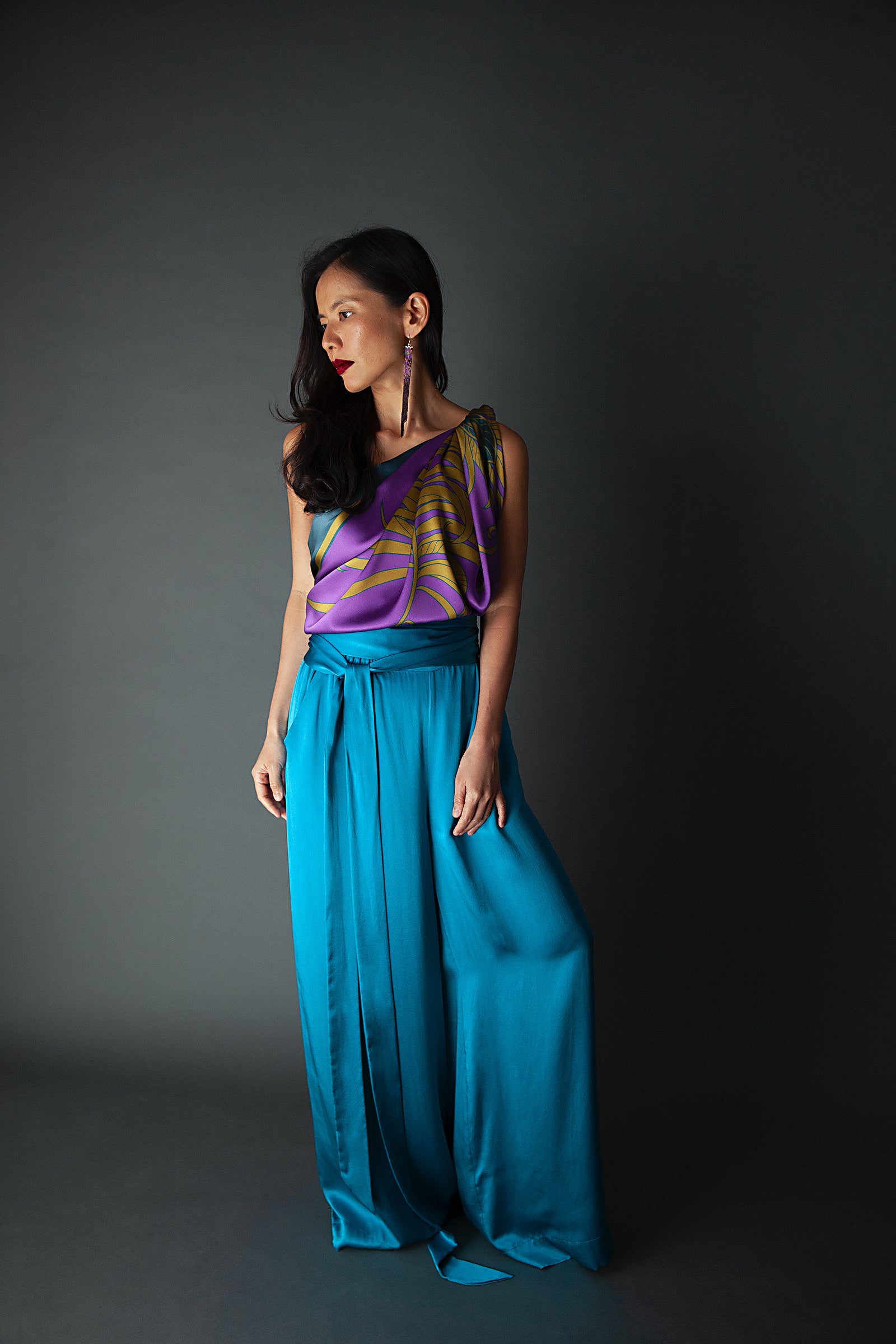 Aquamarine silk pants