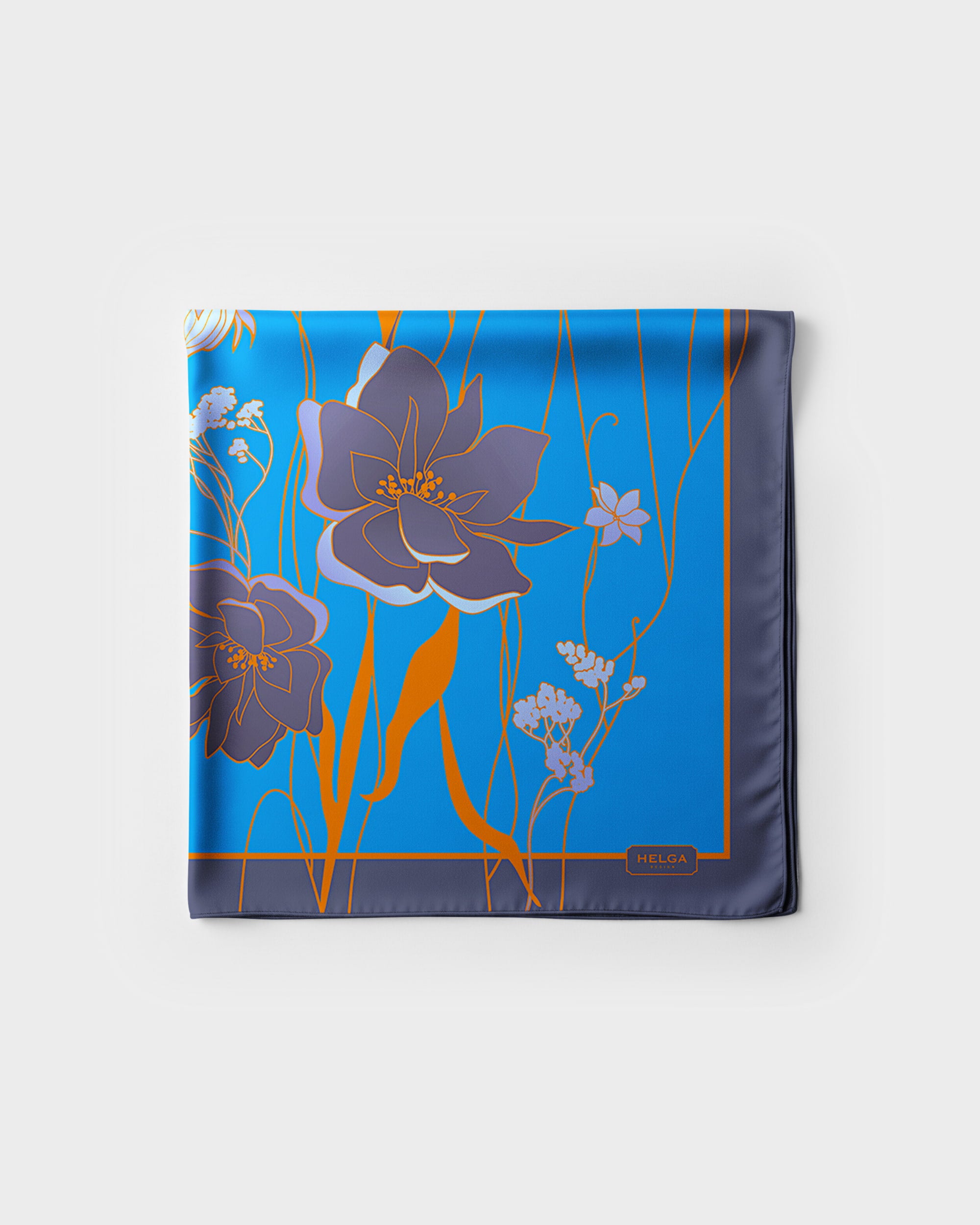 Azure floral silk foulard 43″ - RENTAL