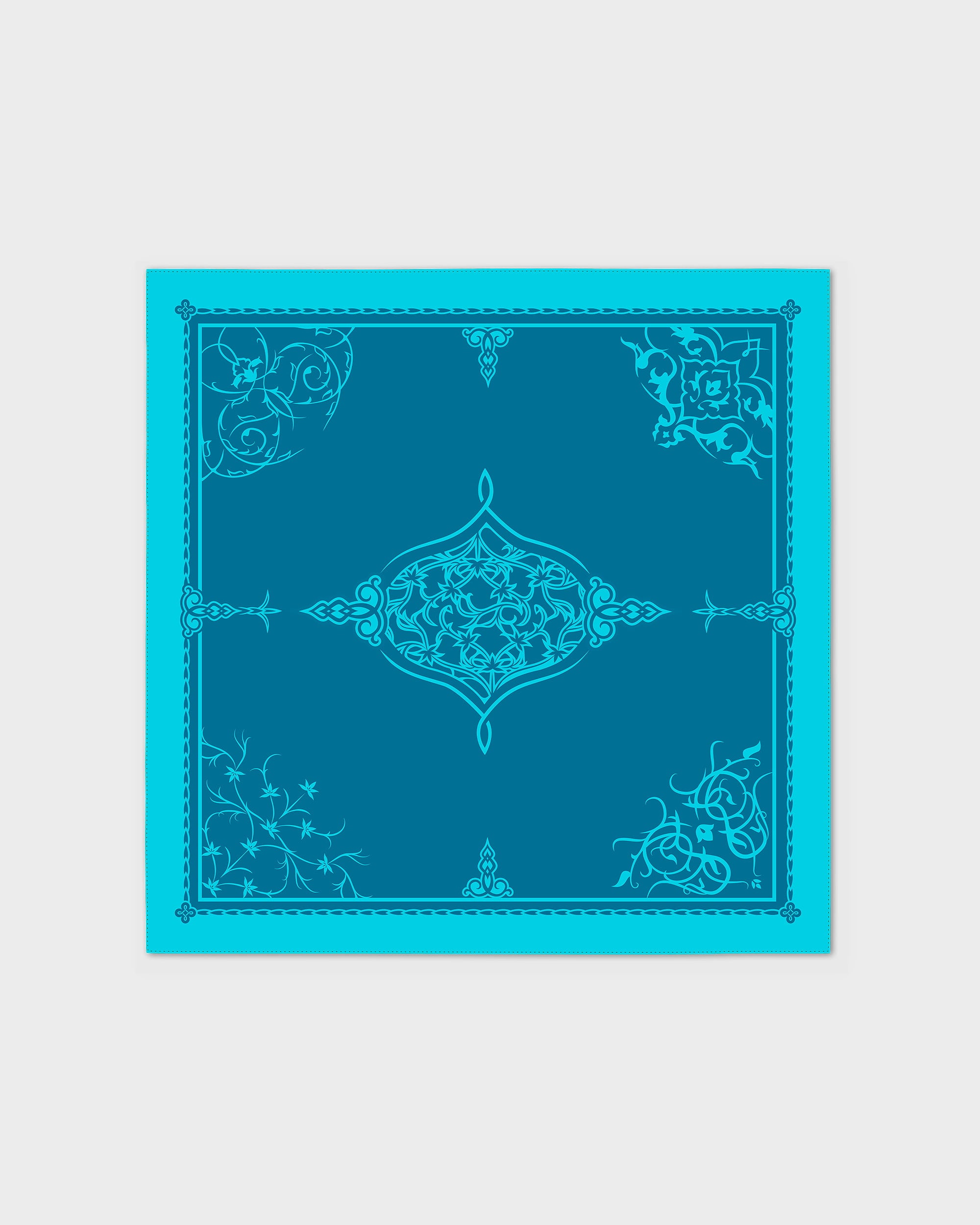 Arctic blue ornamental silk foulard 43"