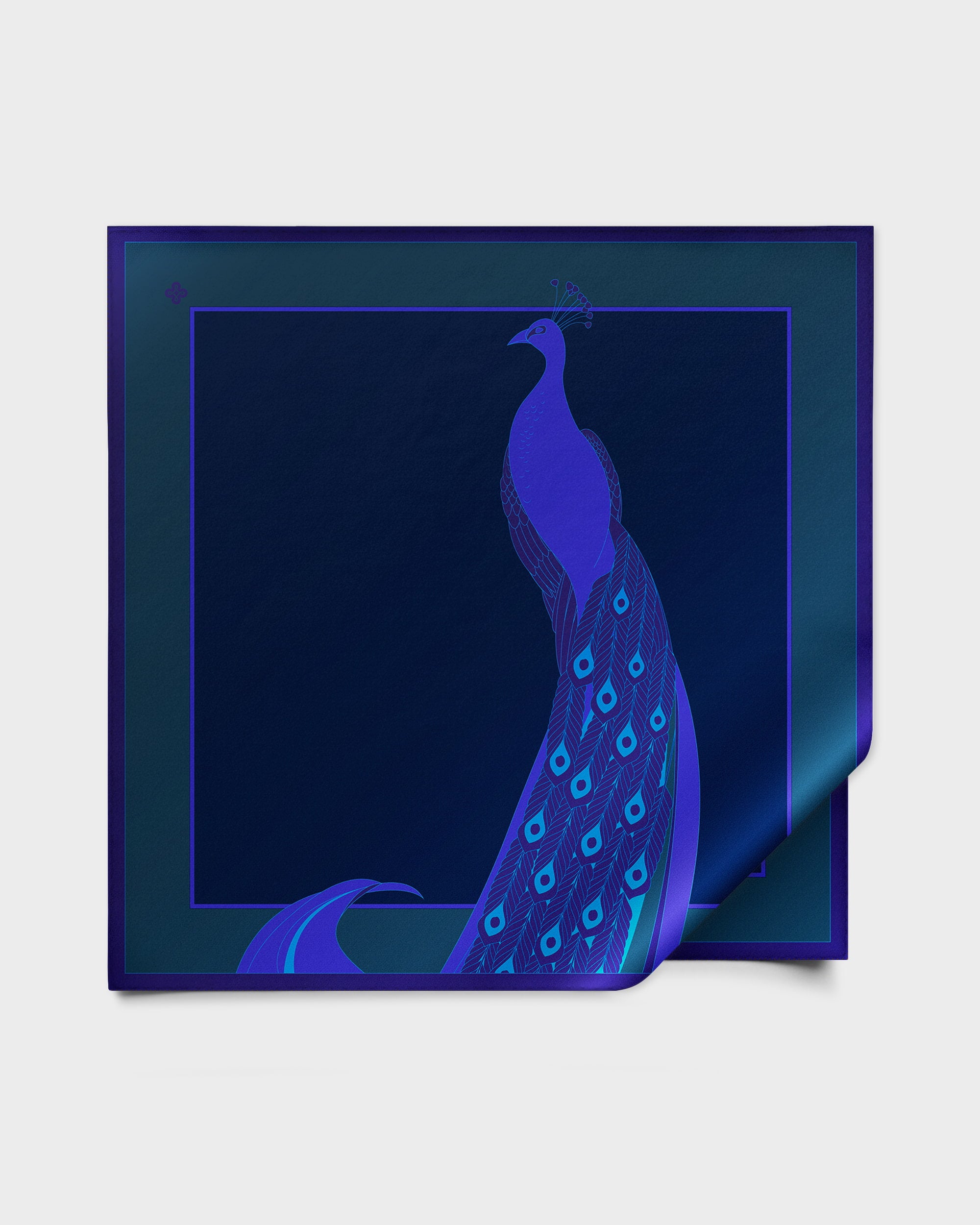 Dark sapphire peacock silk foulard 43"