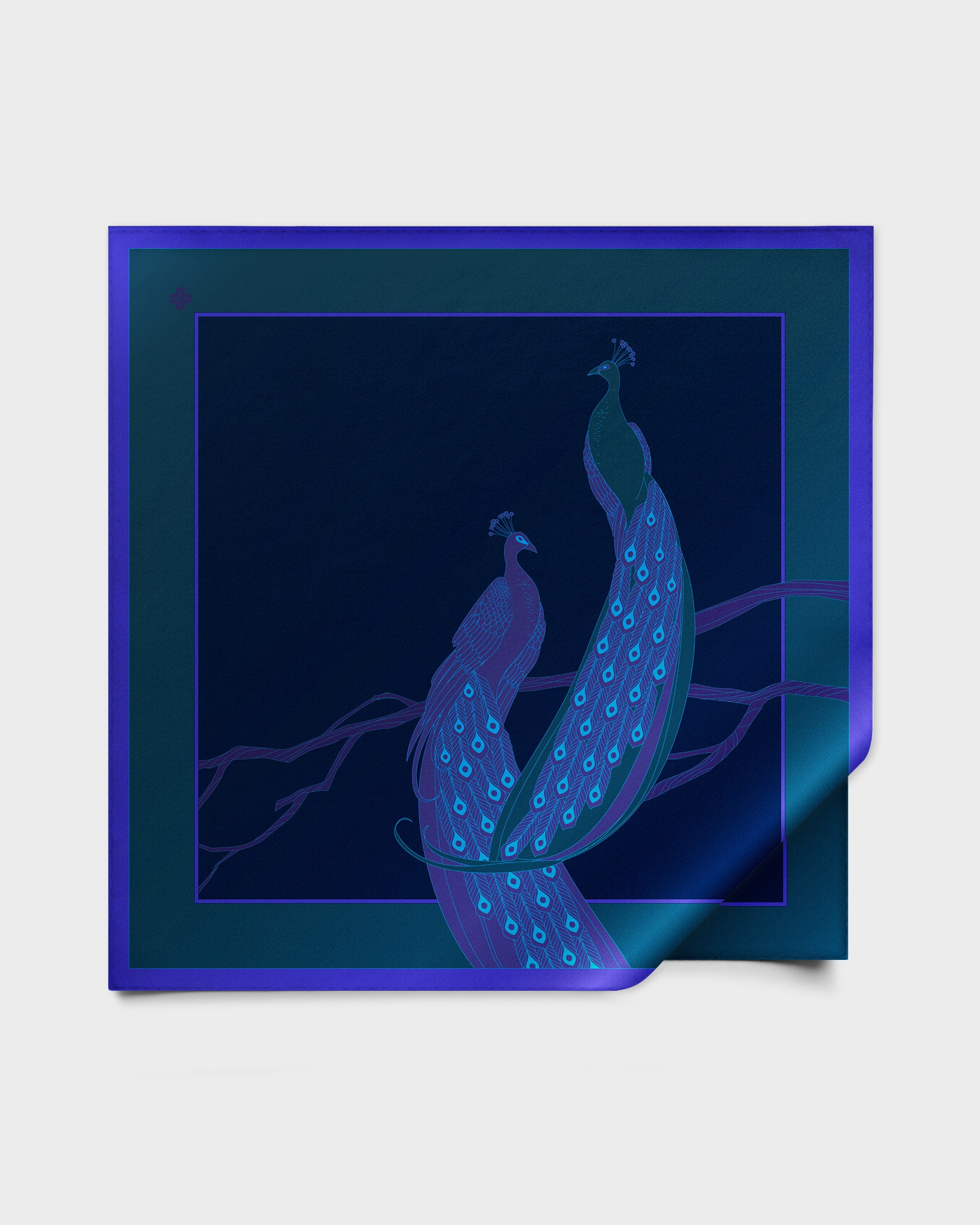 Dark sapphire peacock silk foulard 55" - RENTAL