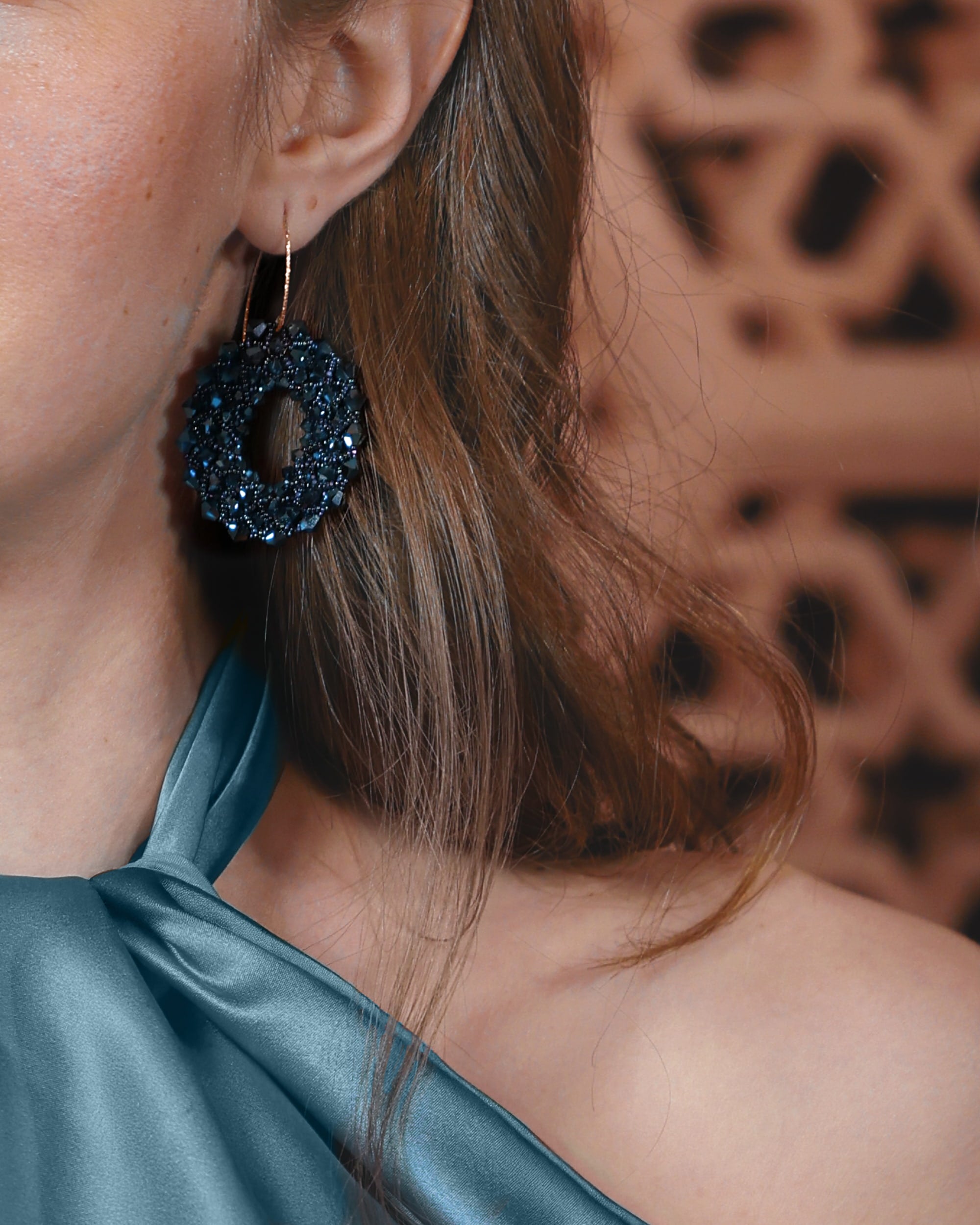 Drop shape beaded earrings