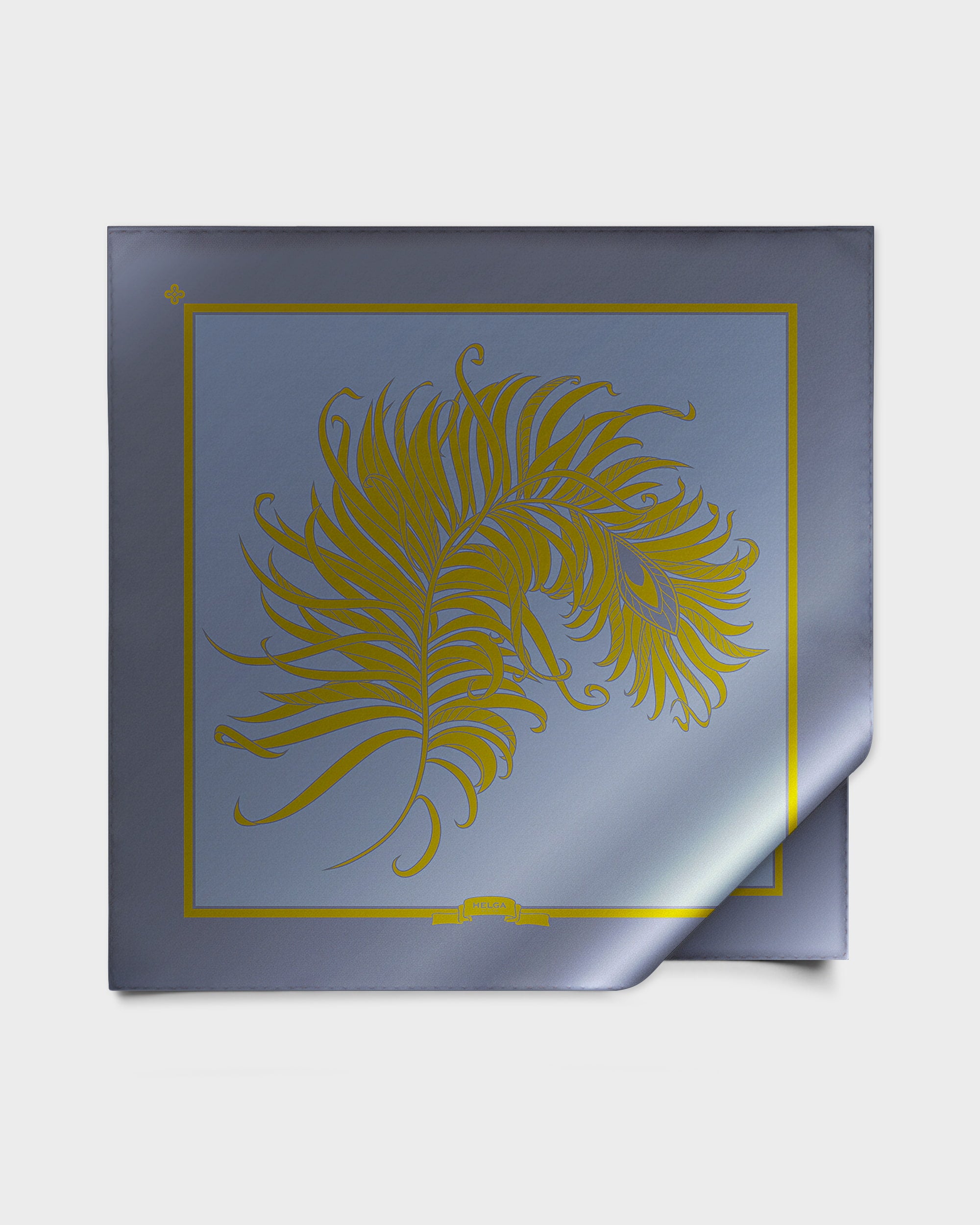 Graphite feather silk foulard 43"