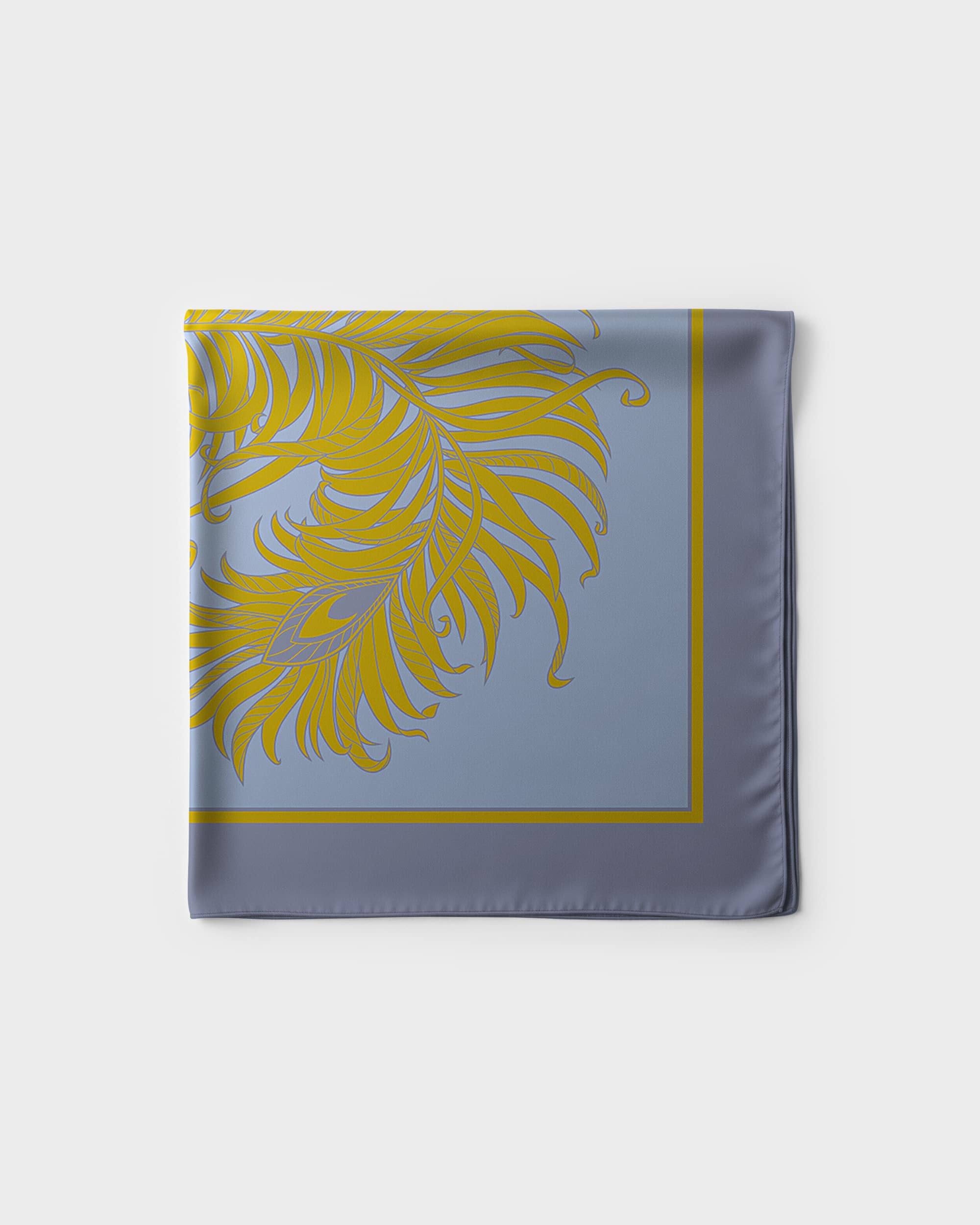Graphite feather silk foulard 43"