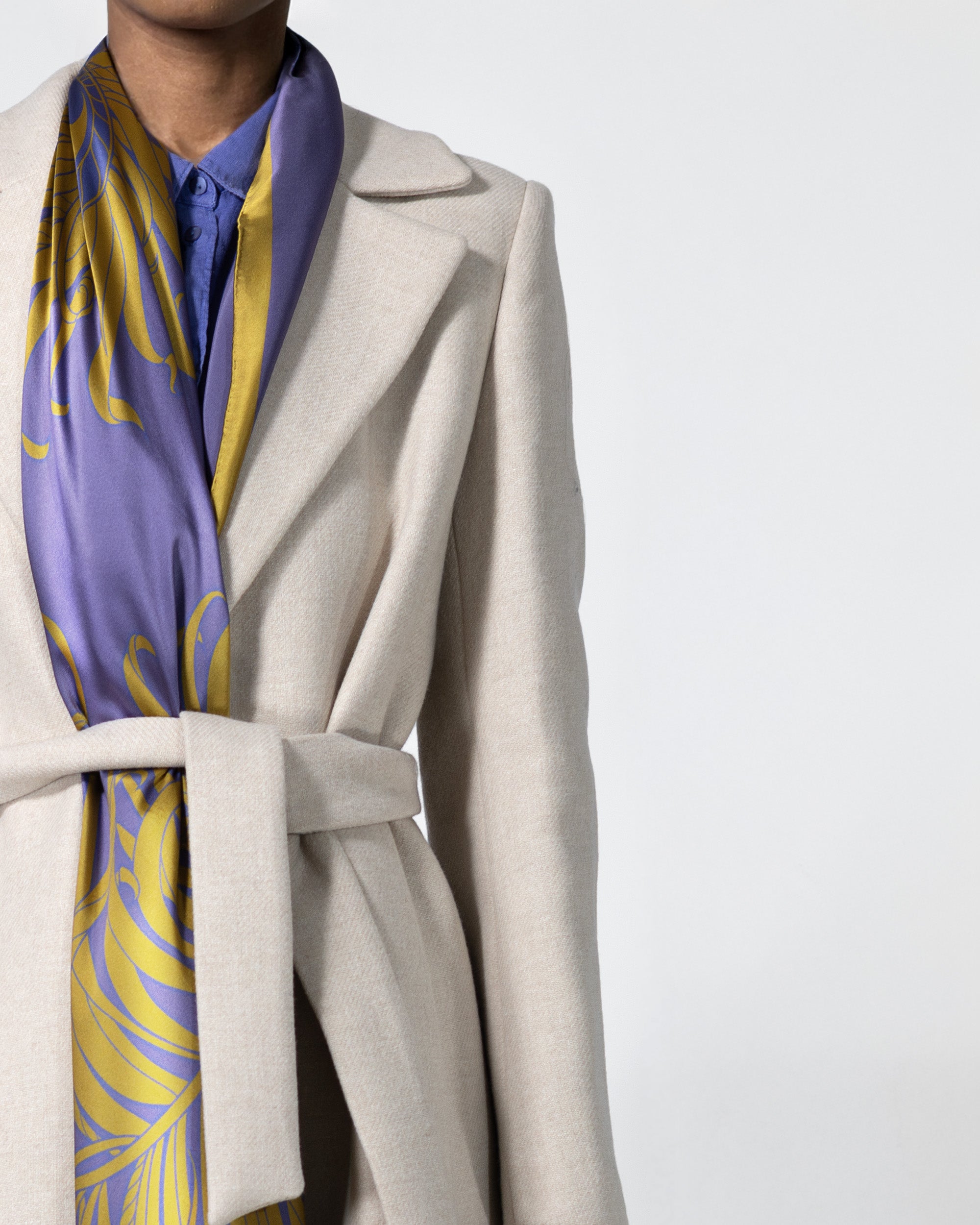 Amethyst feather silk scarf | 55 x 55 in