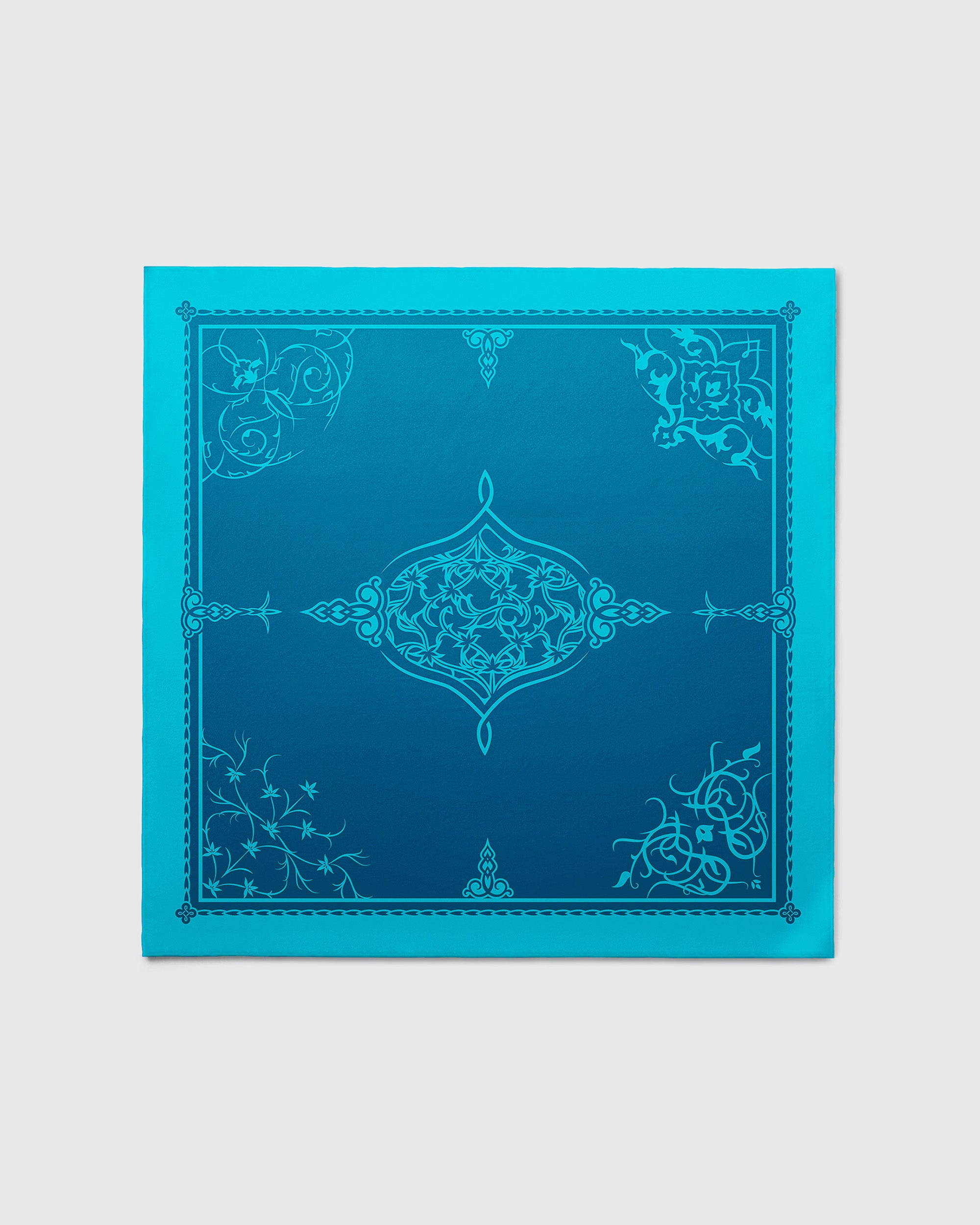 Arctic blue ornamental silk scarf | 43 x 43 in