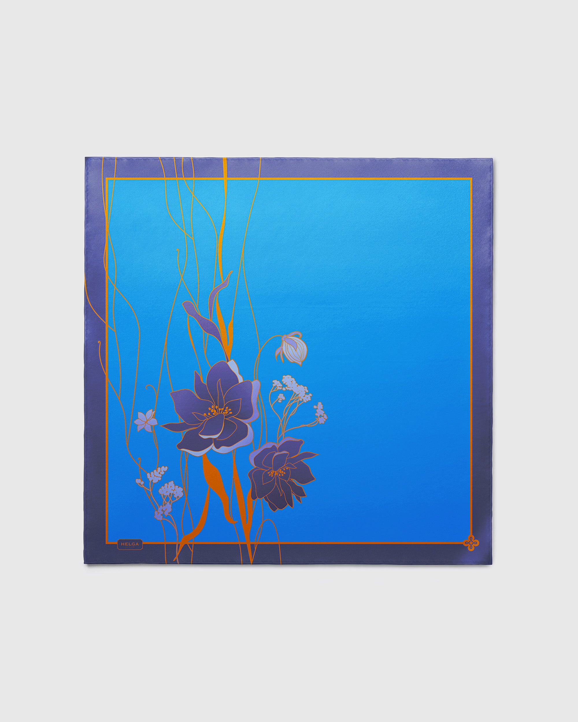 Azure floral silk scarf | 43 x 43 in