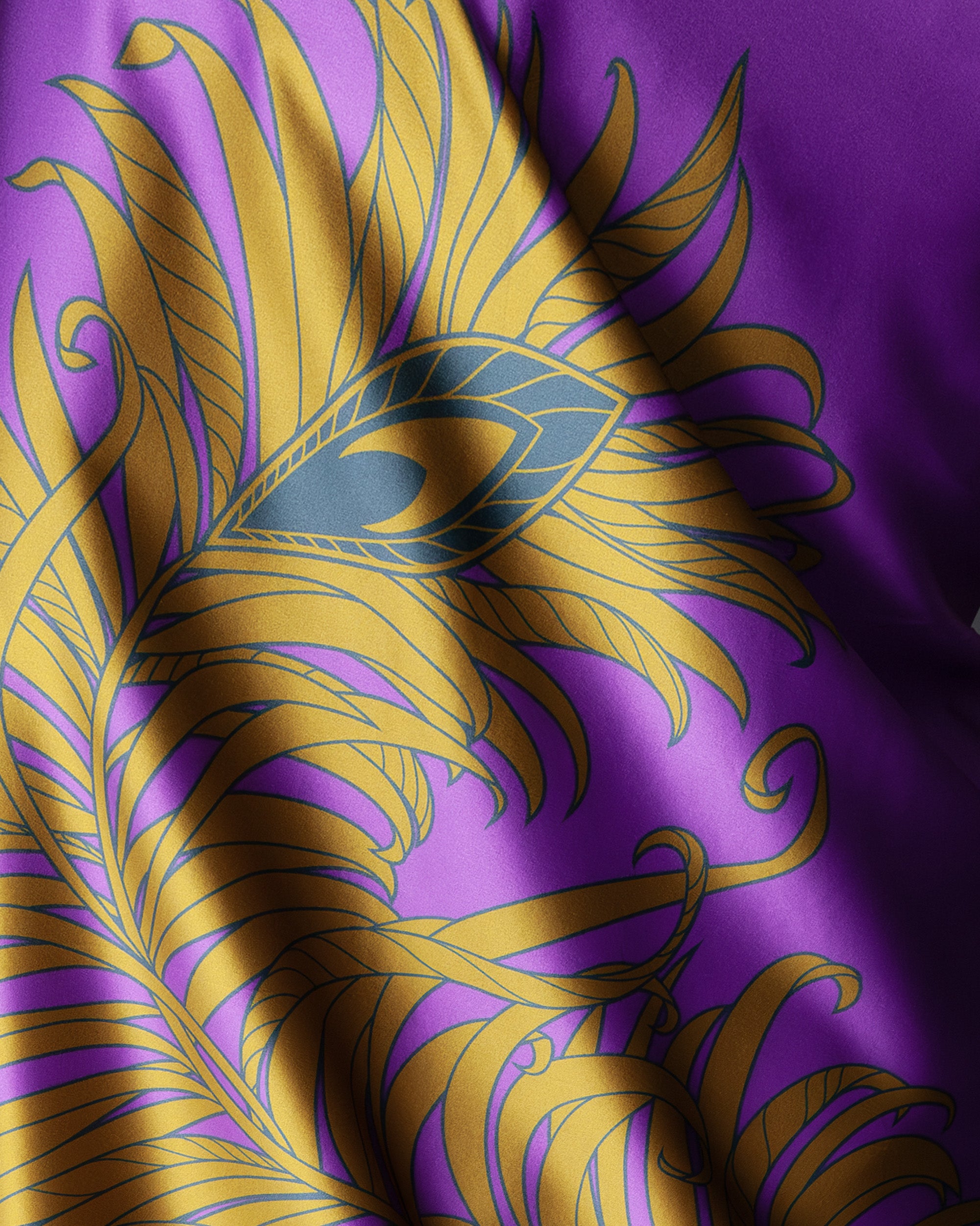 Imperial purple feather silk scarf | 43 x 43 in