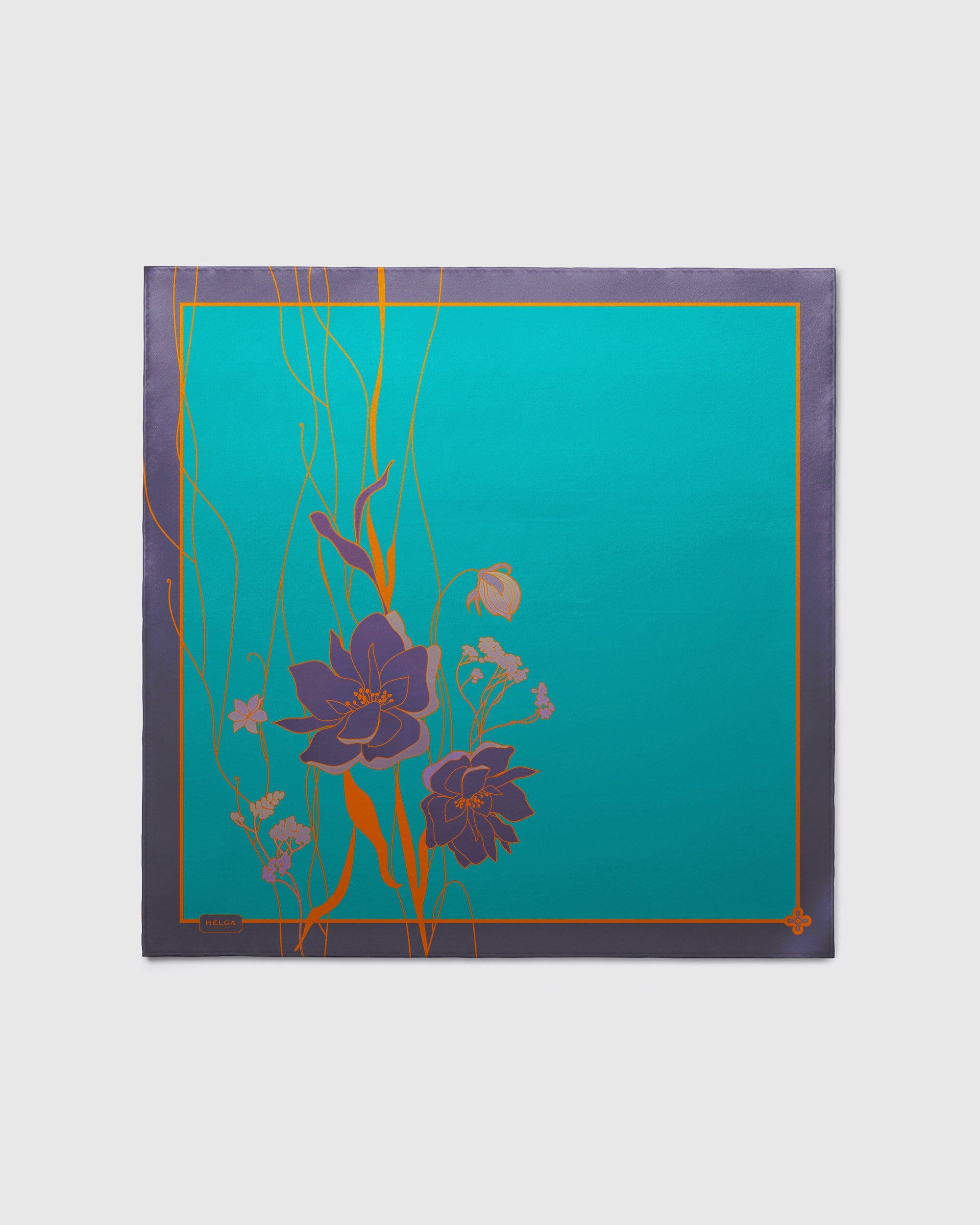 Pine green floral silk scarf | 43 x 43 in