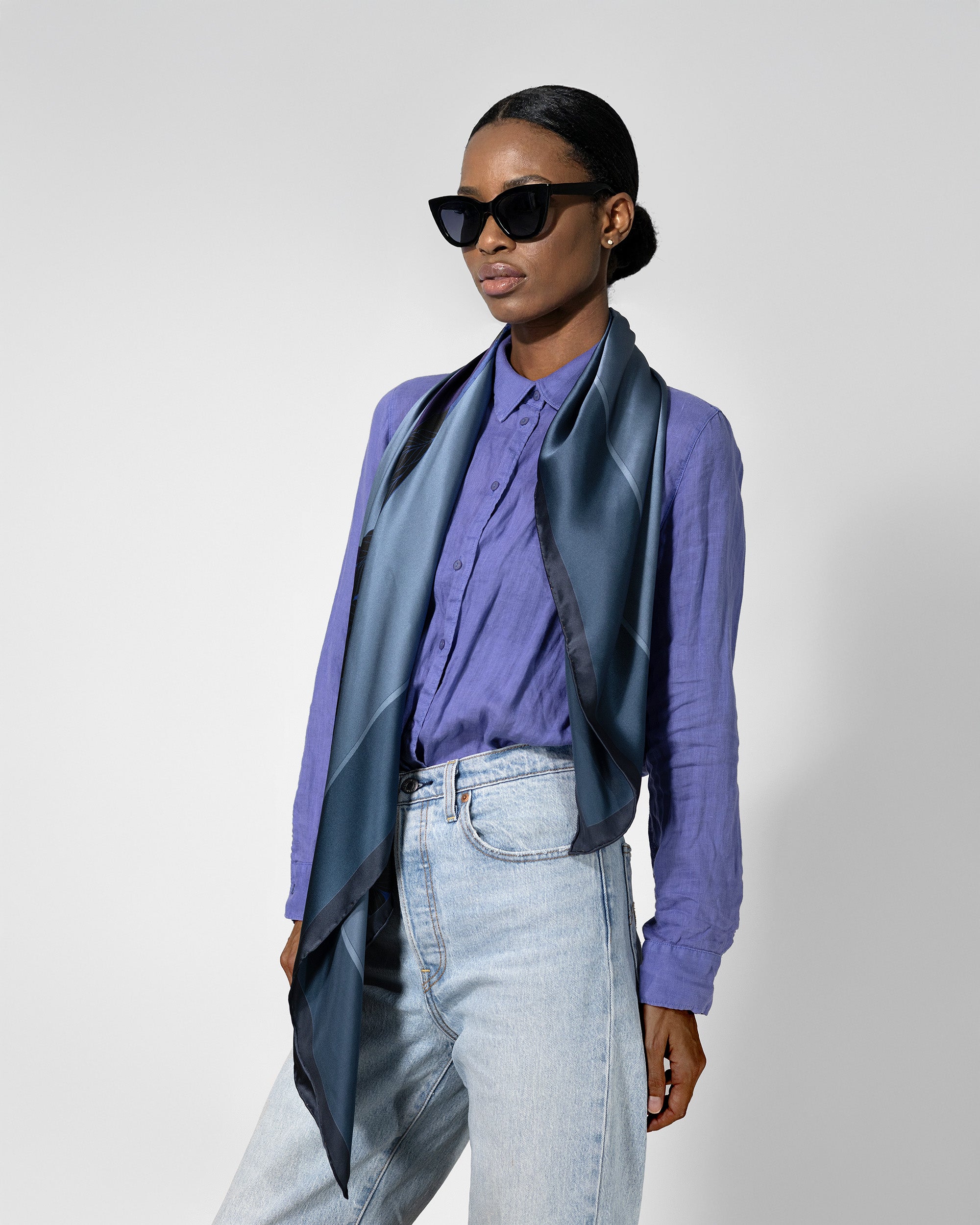 Twilight peacock silk scarf | 43 in x 43 in