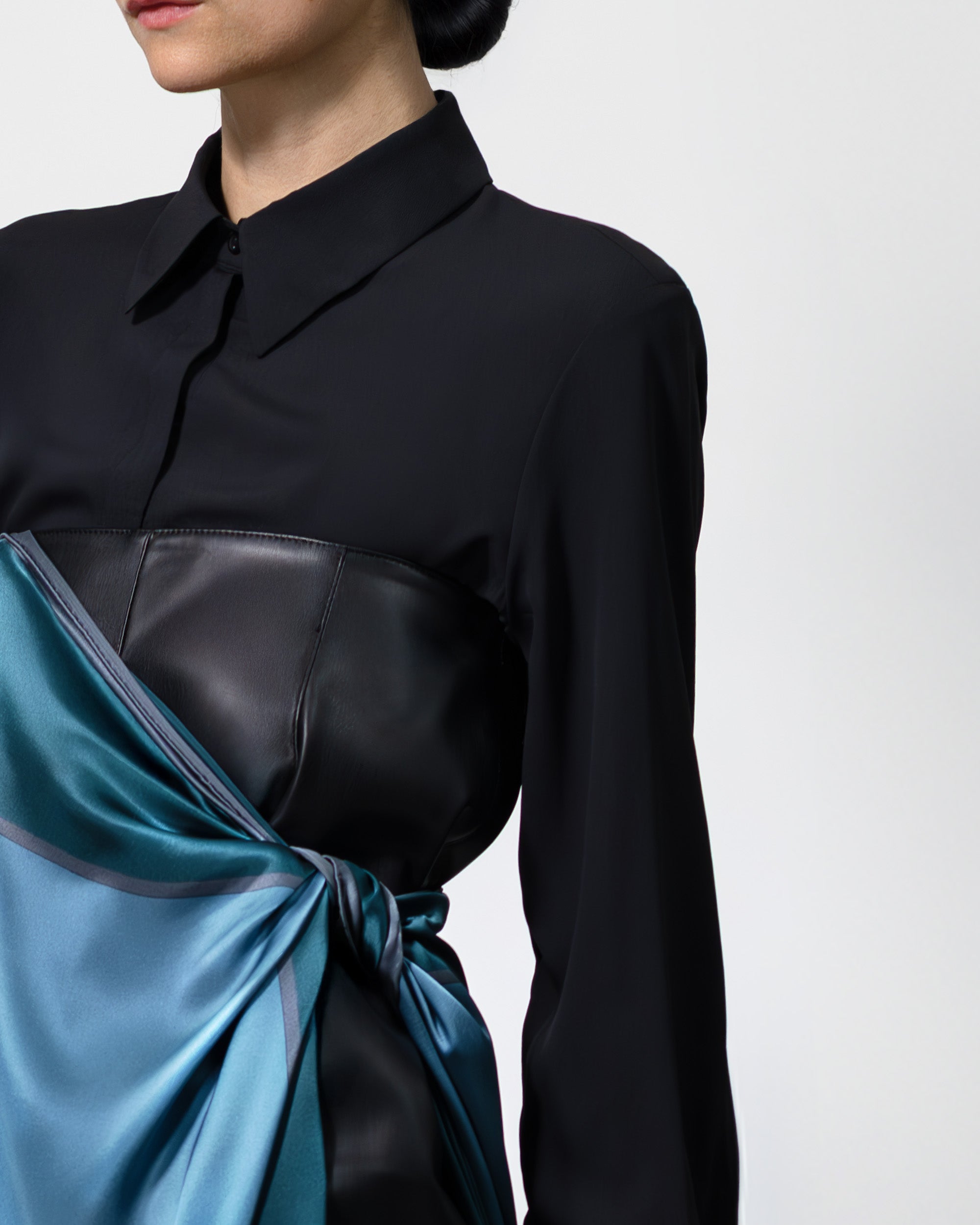 Twilight peacock silk scarf | 55 x 55 in