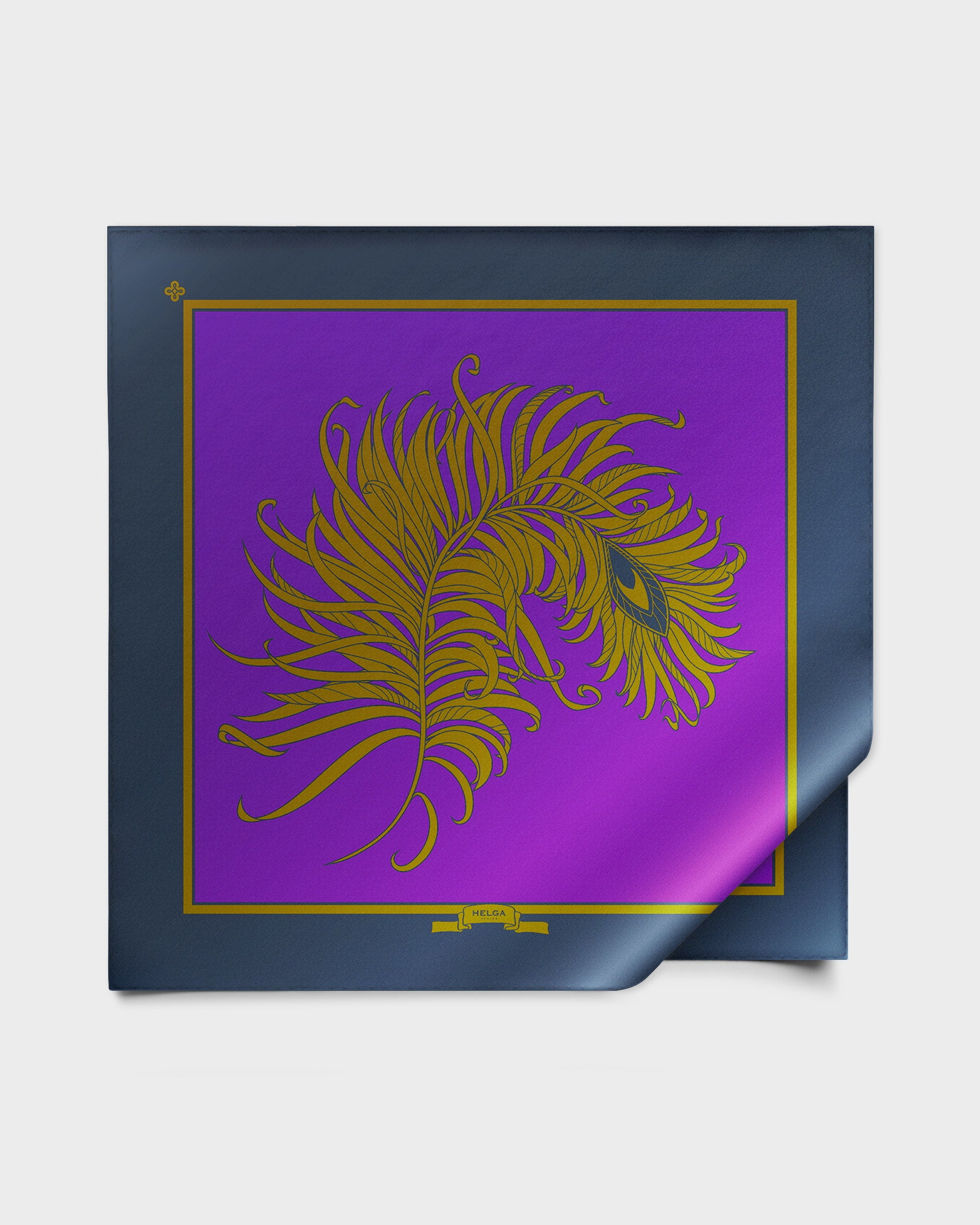 Imperial purple feather silk foulard 43"