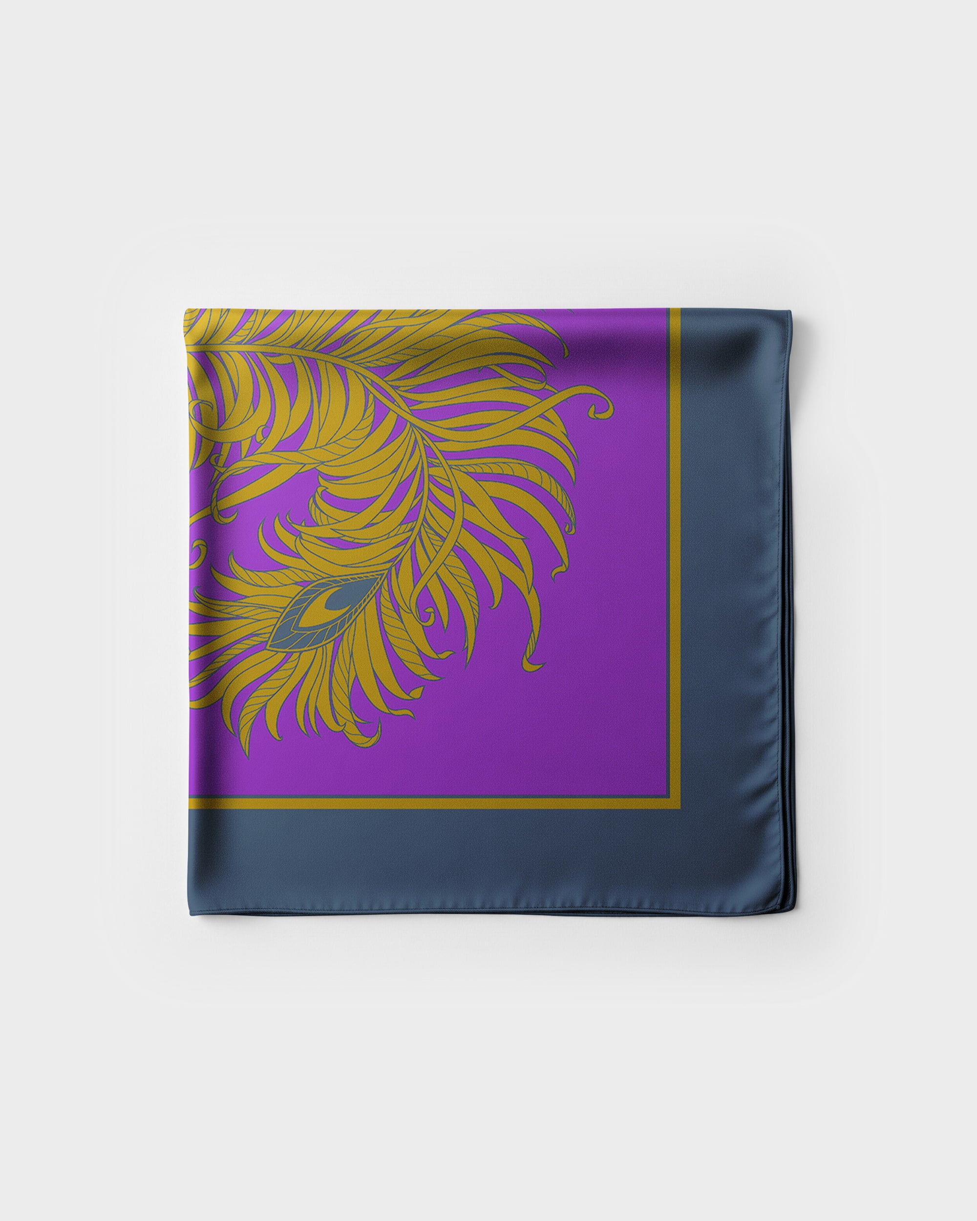 Imperial purple feather silk foulard 43"