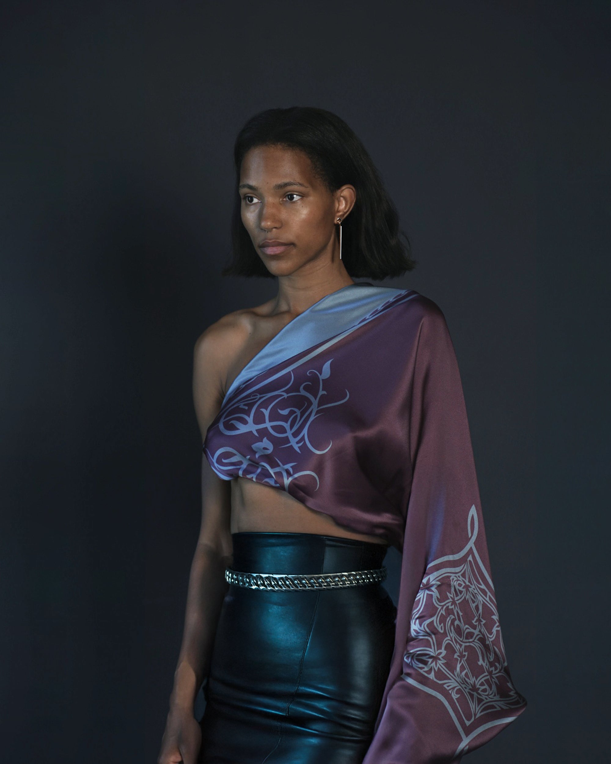 Marsala ornamental silk scarf | 55 in x 55 in