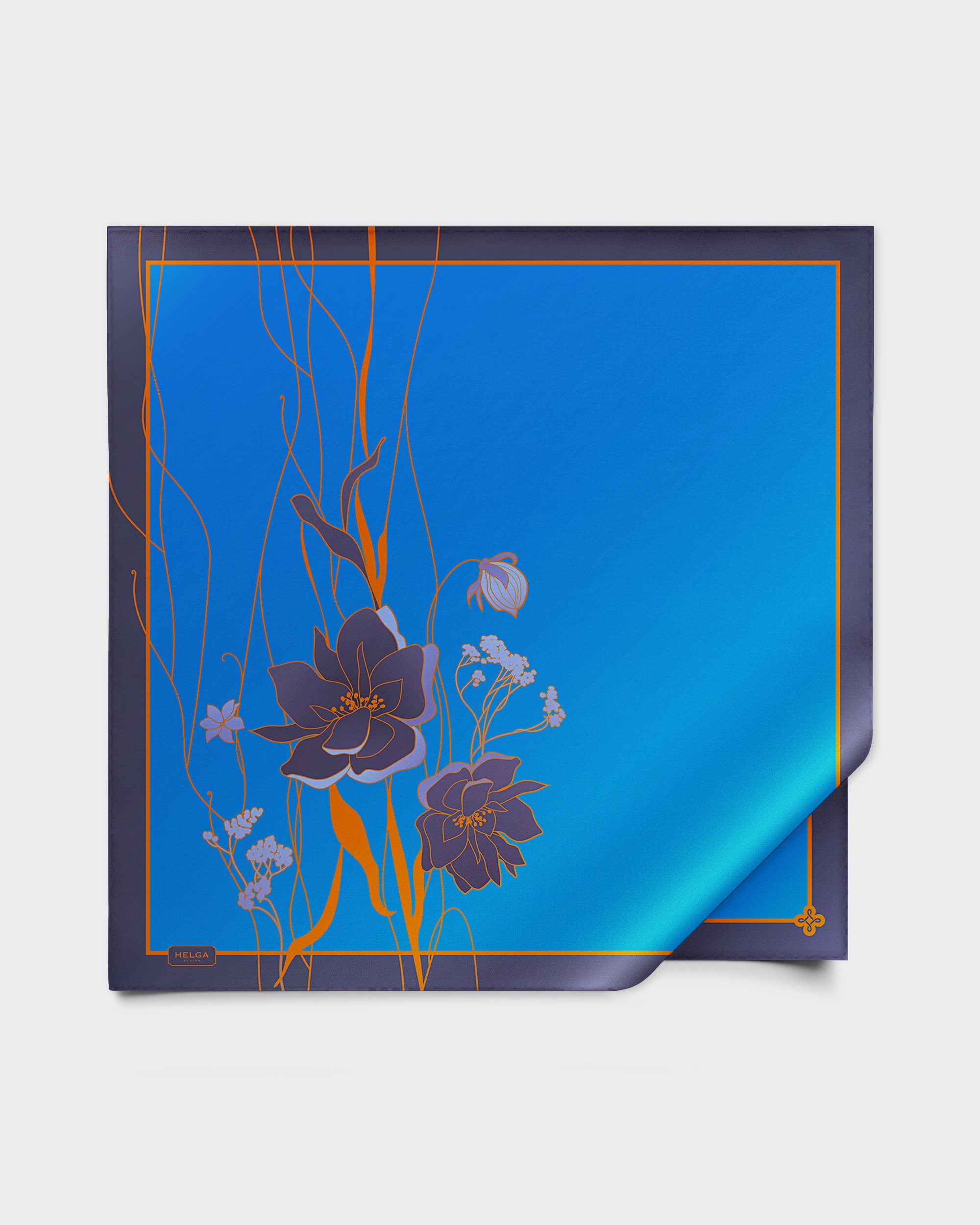 Azure floral silk foulard 43″ - RENTAL