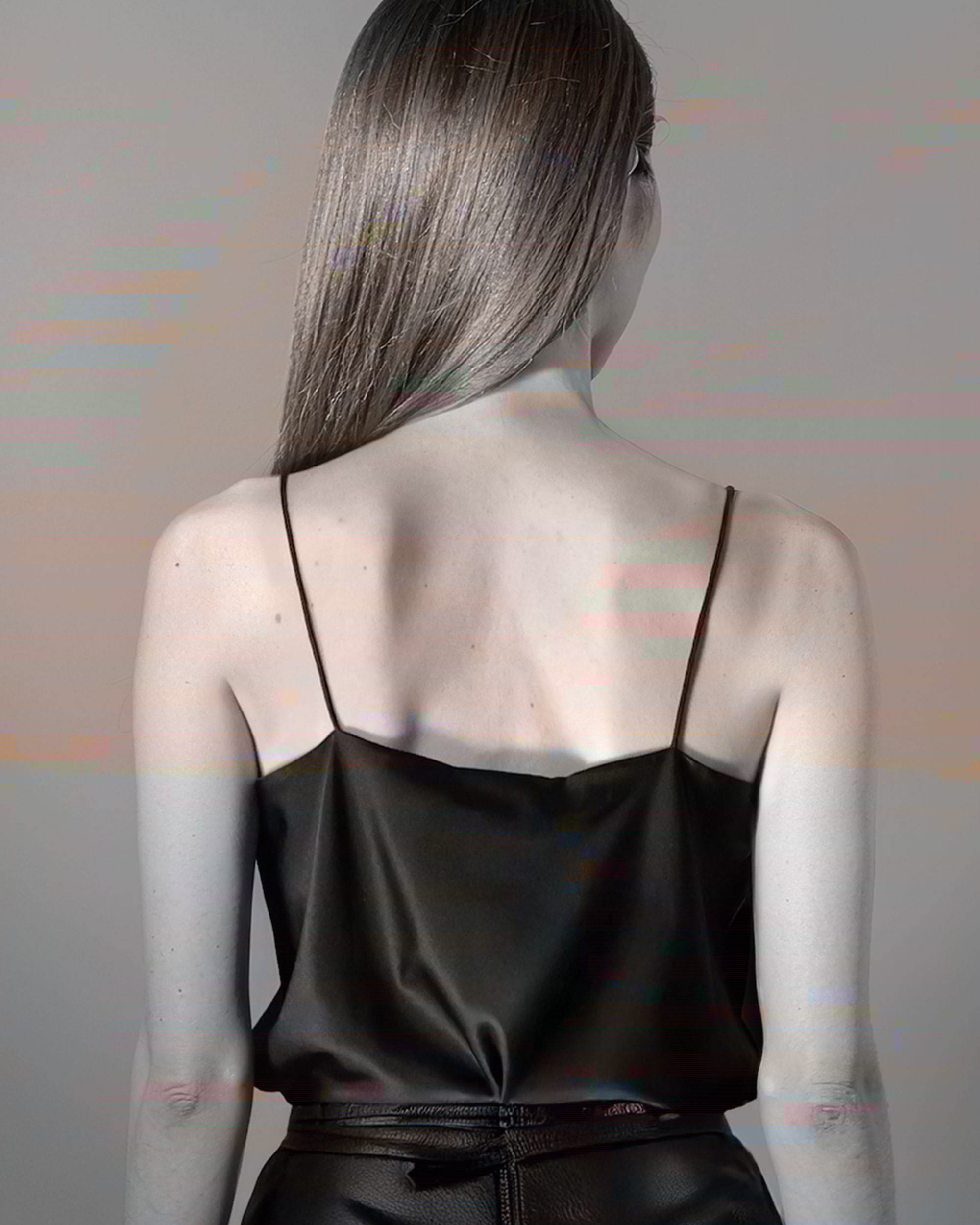 Onyx black silk top with straps