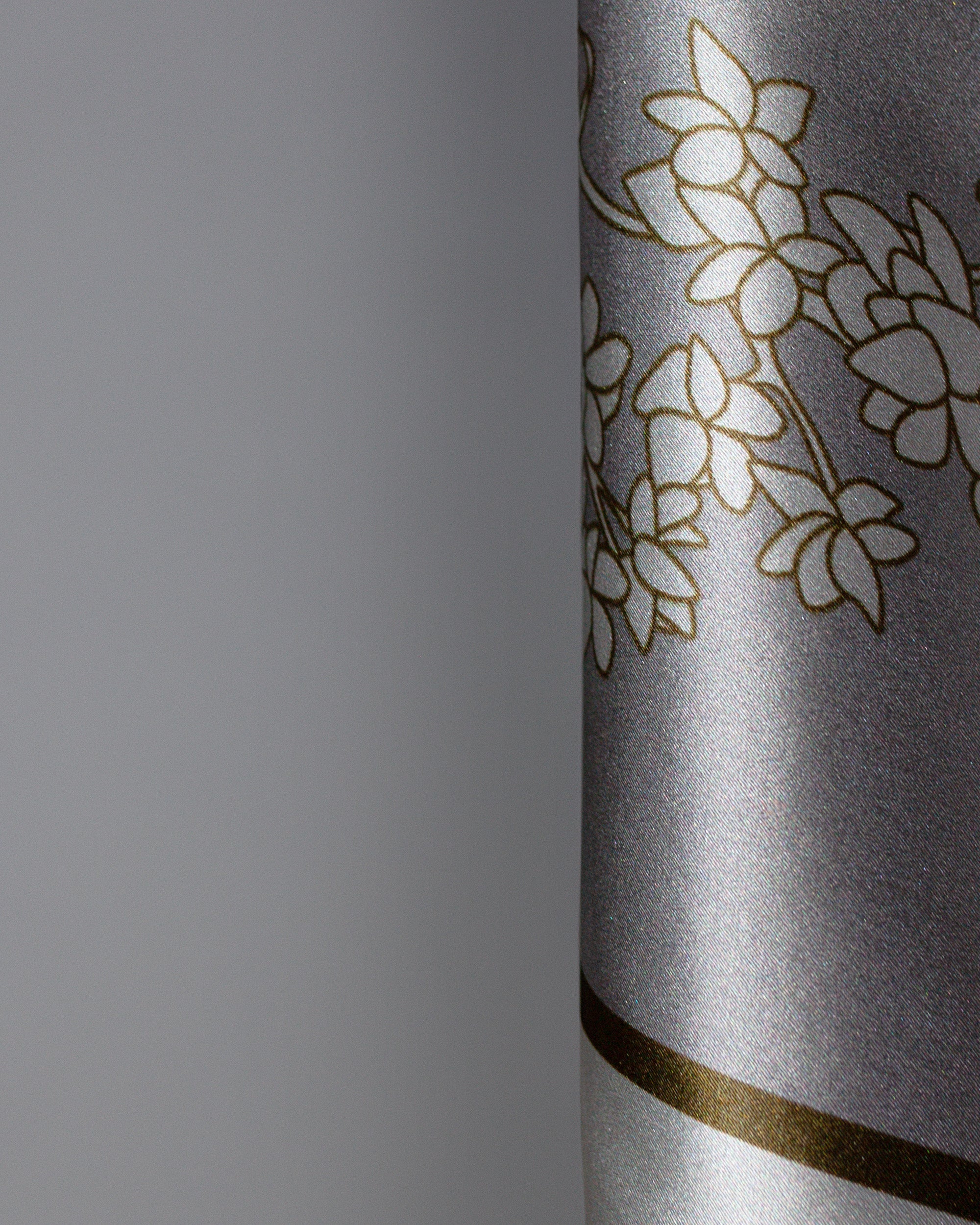 Silver floral silk scarf | 35 x 35 in