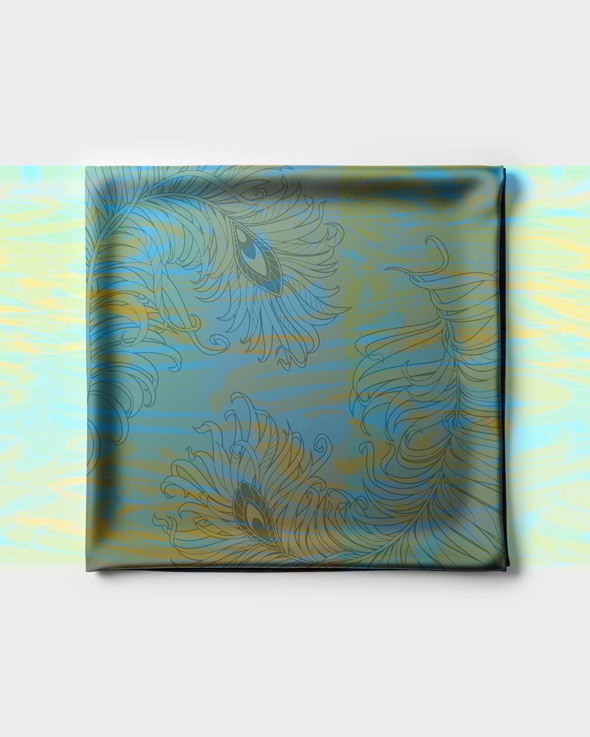 Turquoise feather silk scarf | 55 x 55 in