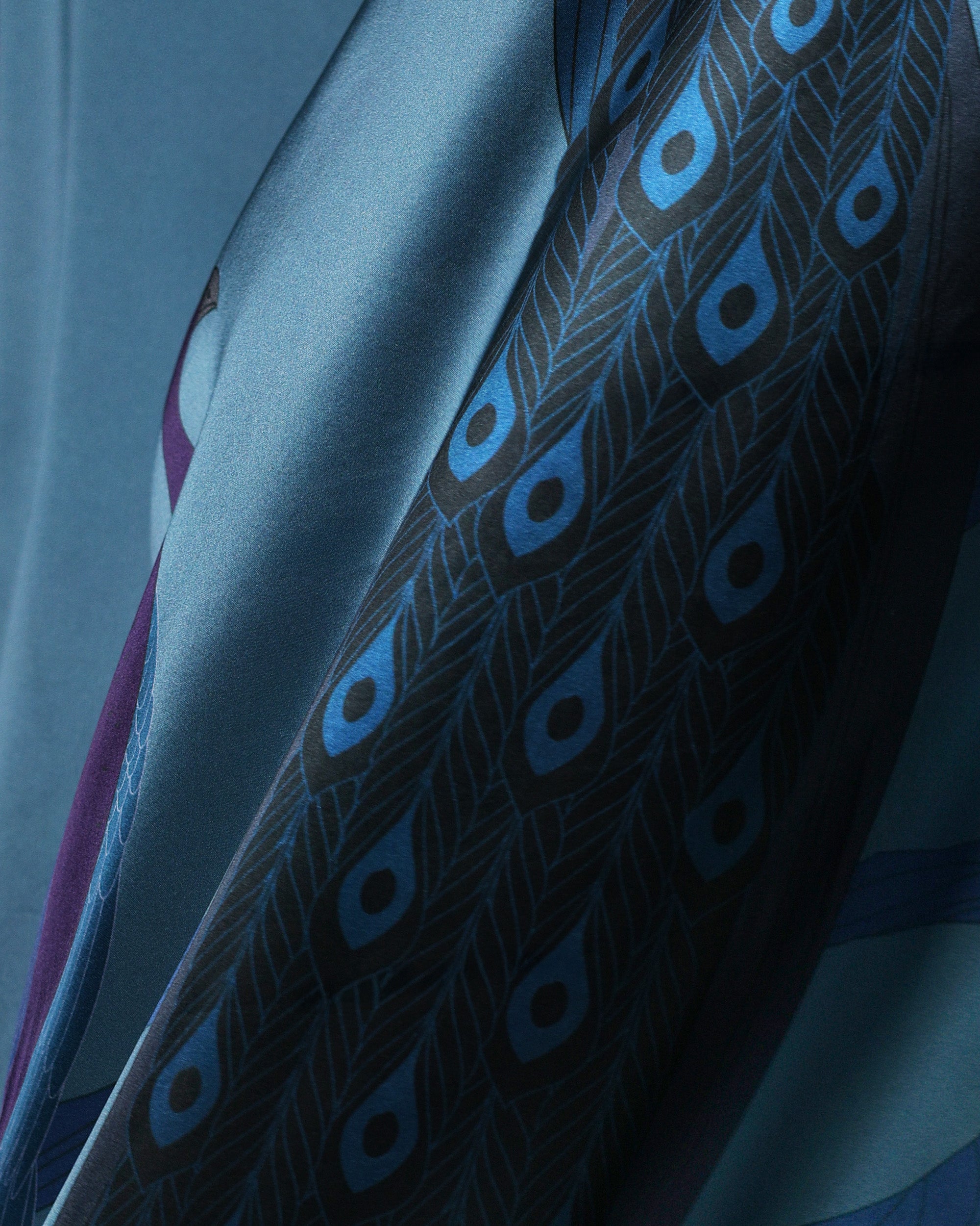 Twilight peacock silk scarf | 55 x 55 in