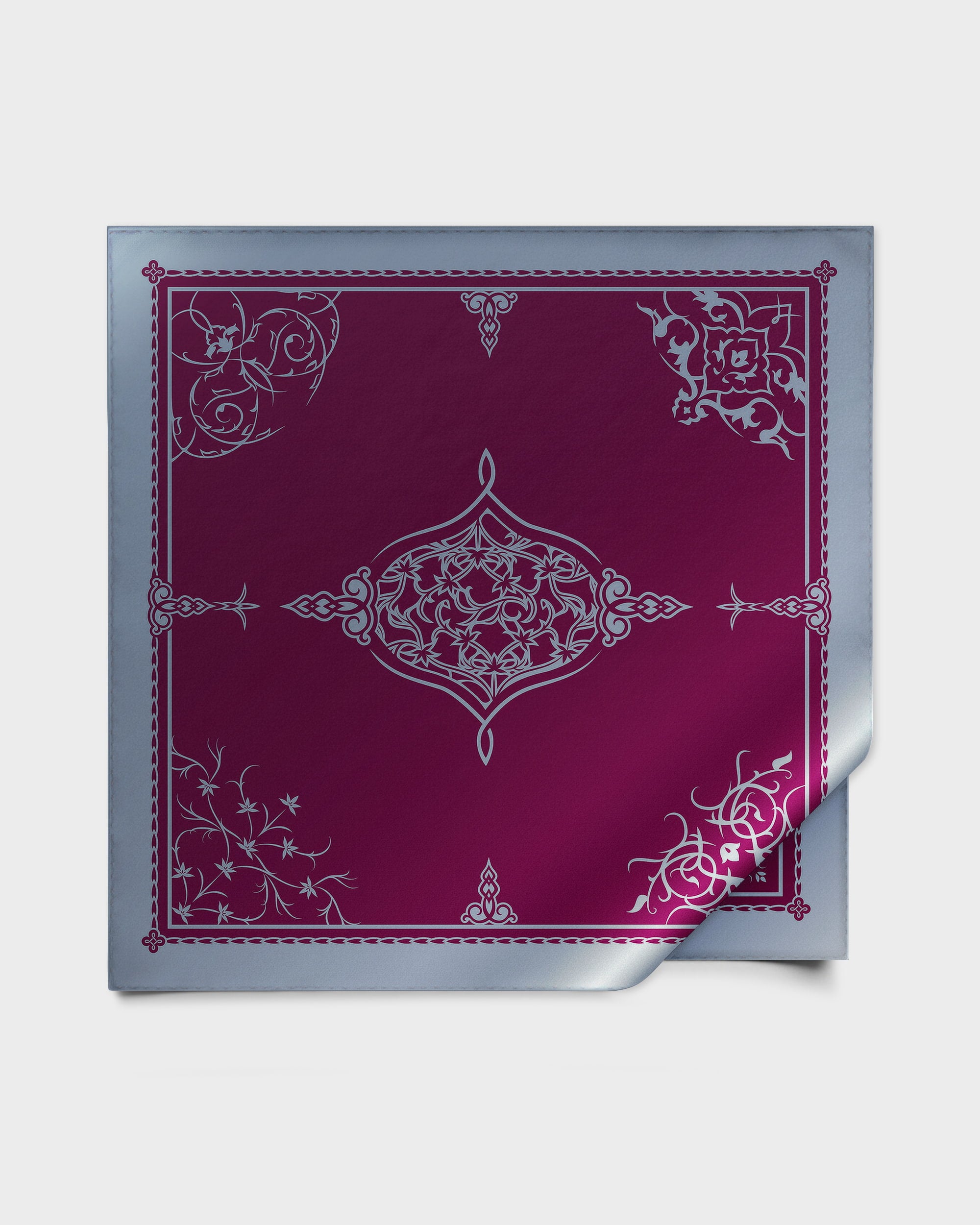 Amaranth purple ornamental silk foulard 43"