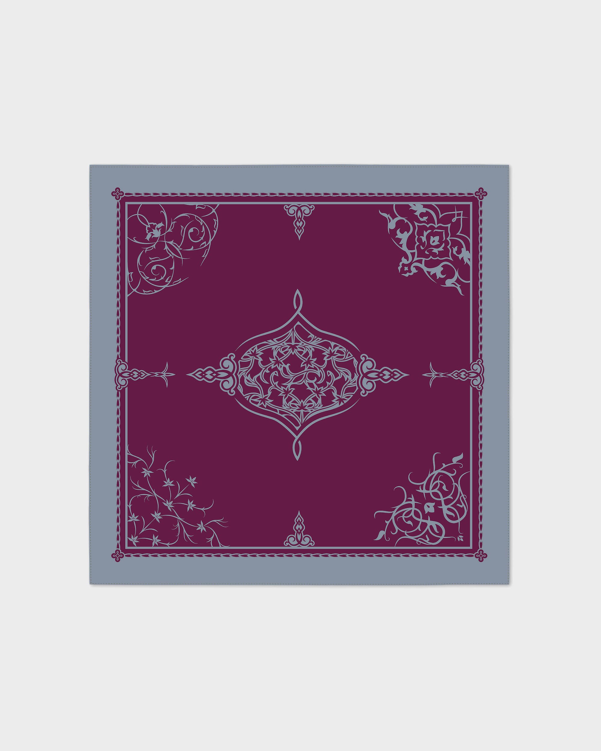 Amaranth purple ornamental silk foulard 43"