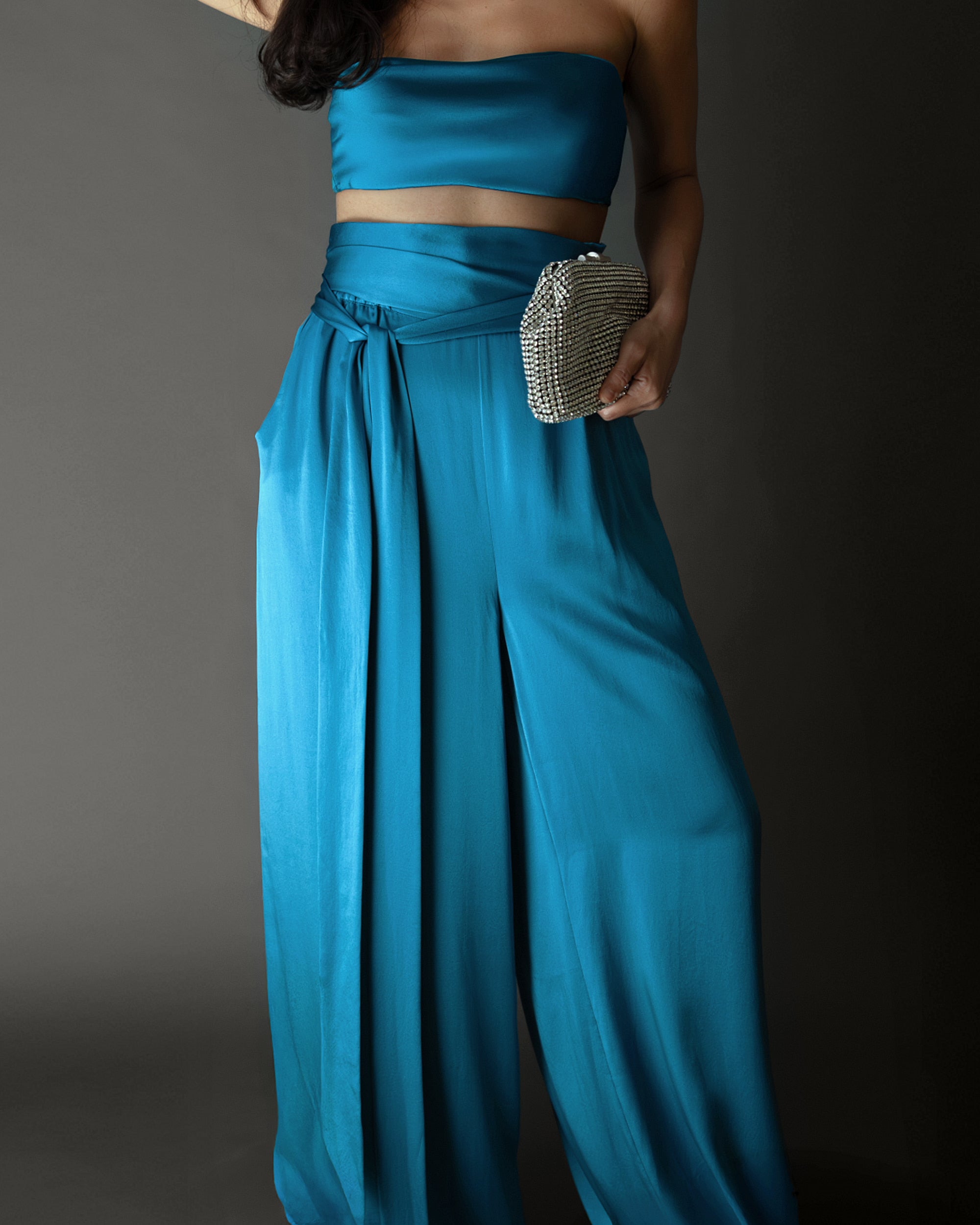 Aquamarine silk pants