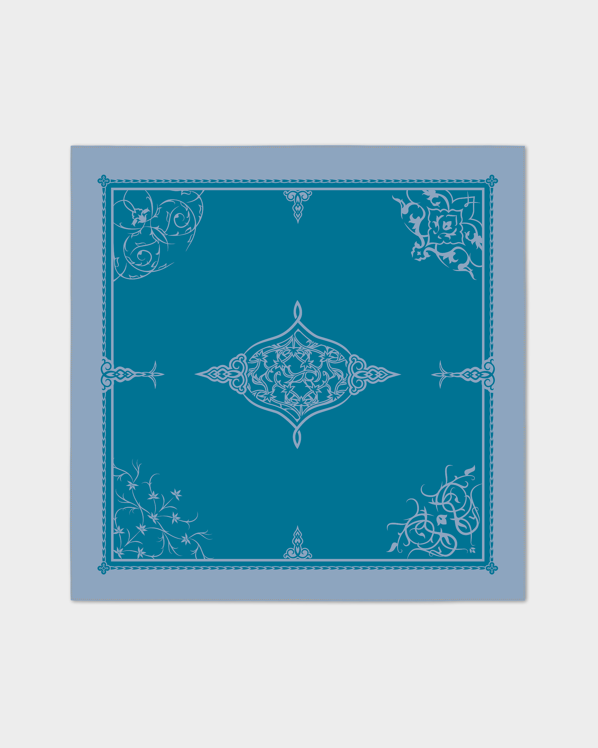 Aquamarine ornamental silk foulard 55″