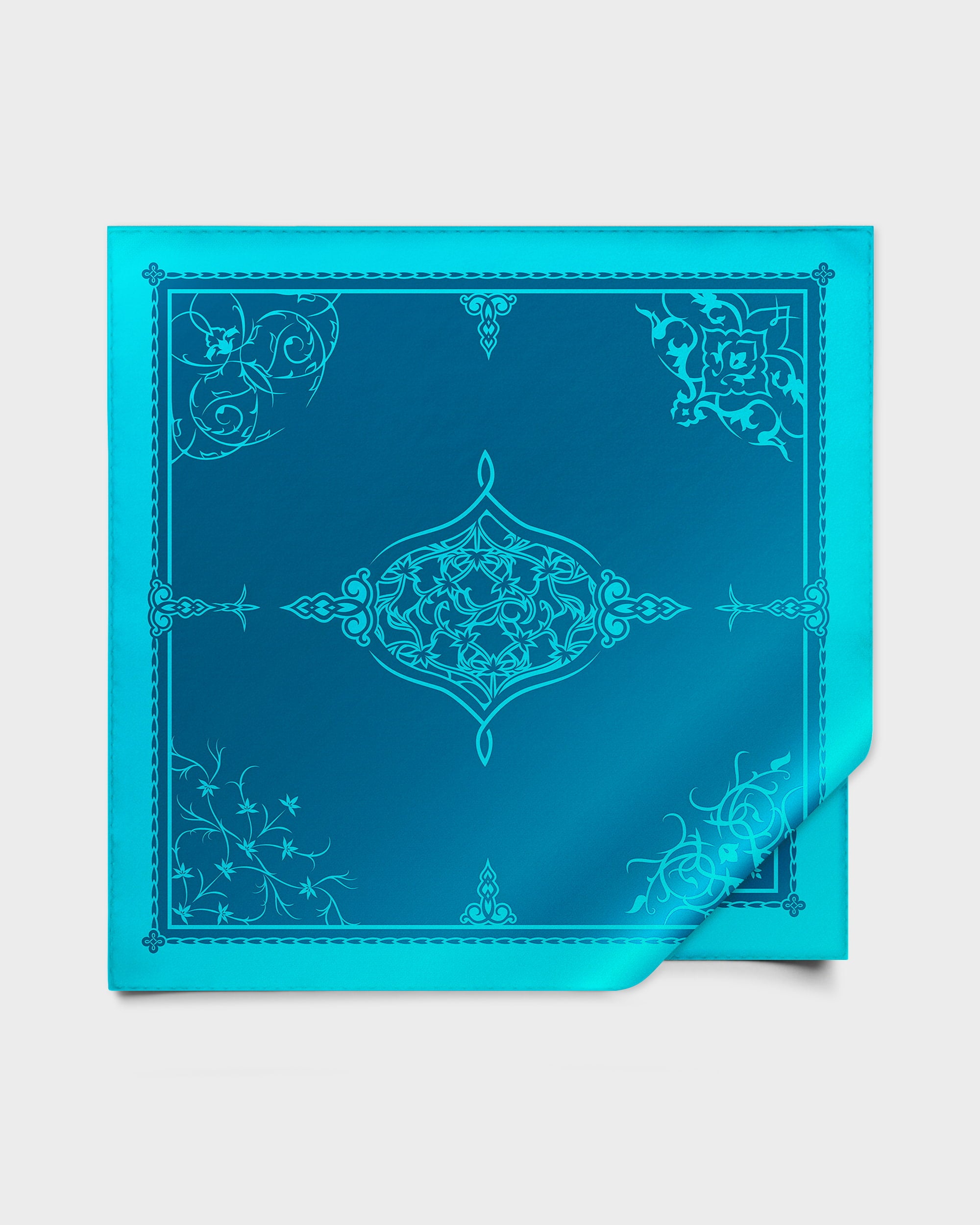 Arctic blue ornamental silk foulard 43"