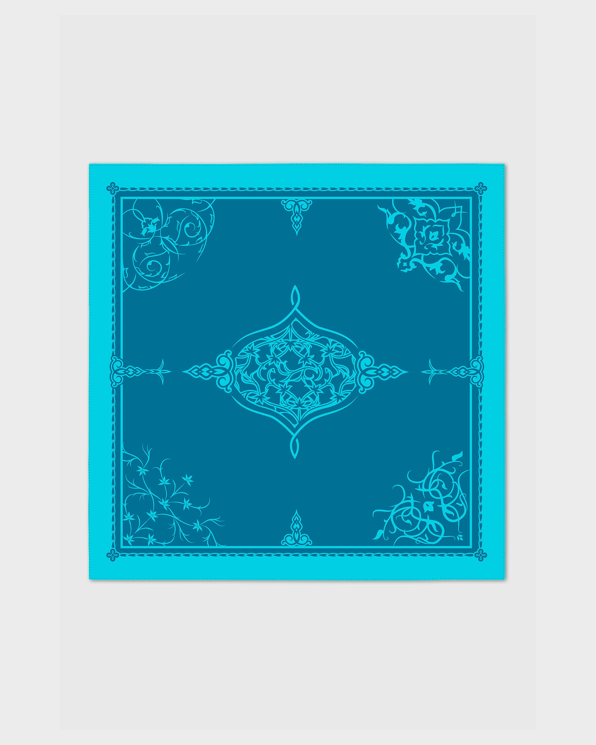 Arctic blue ornamental silk foulard 43"