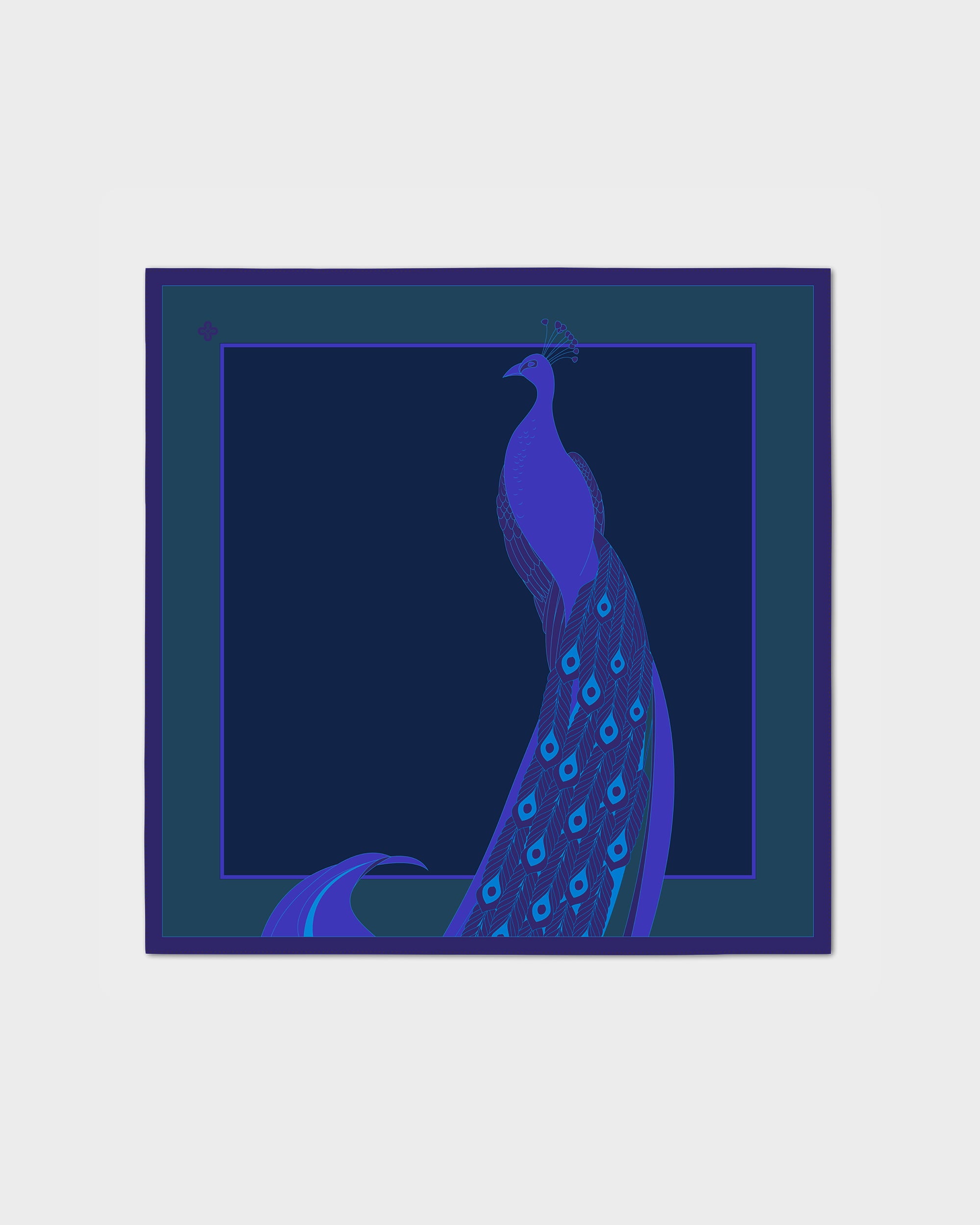 Dark sapphire peacock silk foulard 43"