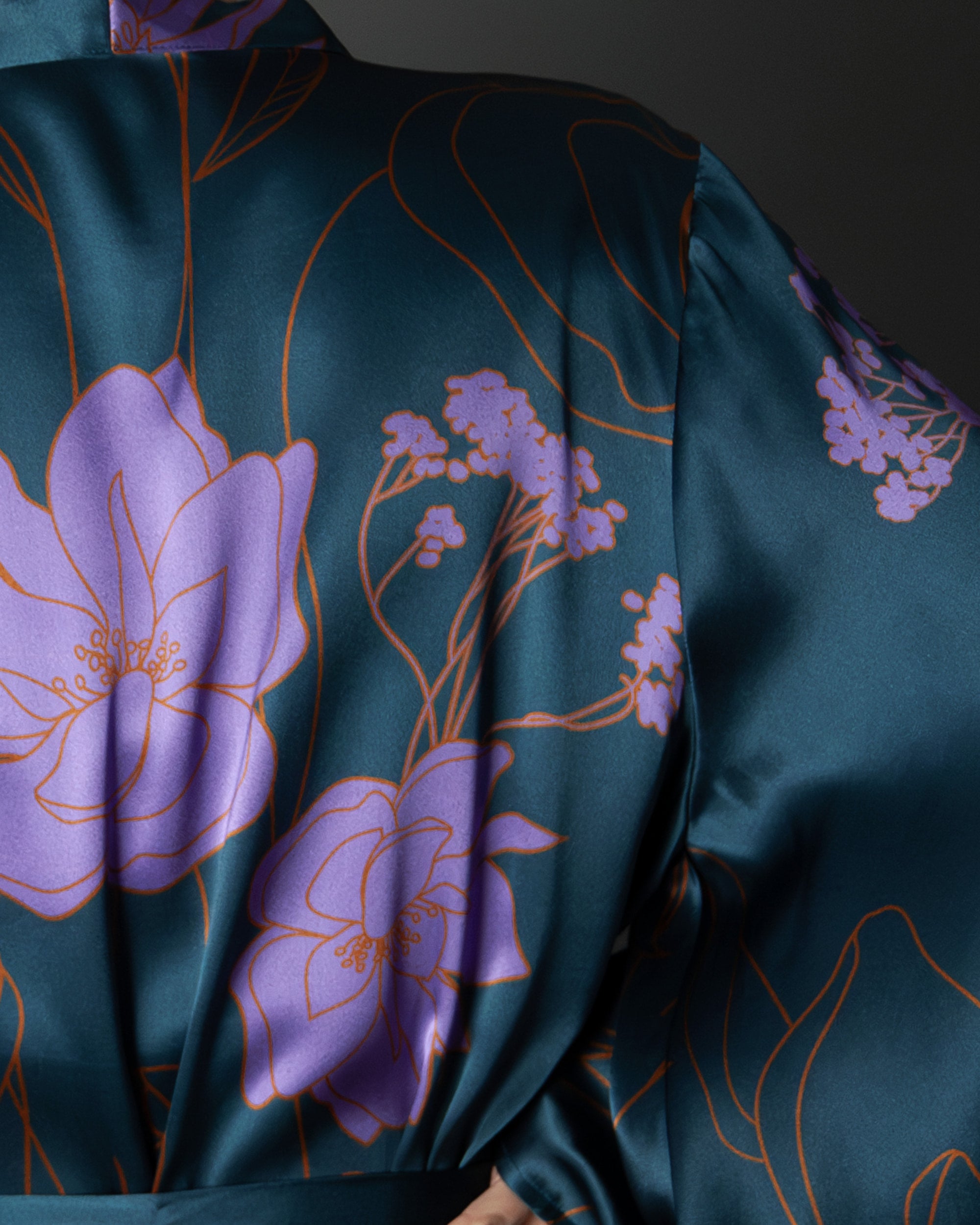 Dark emerald silk kimono