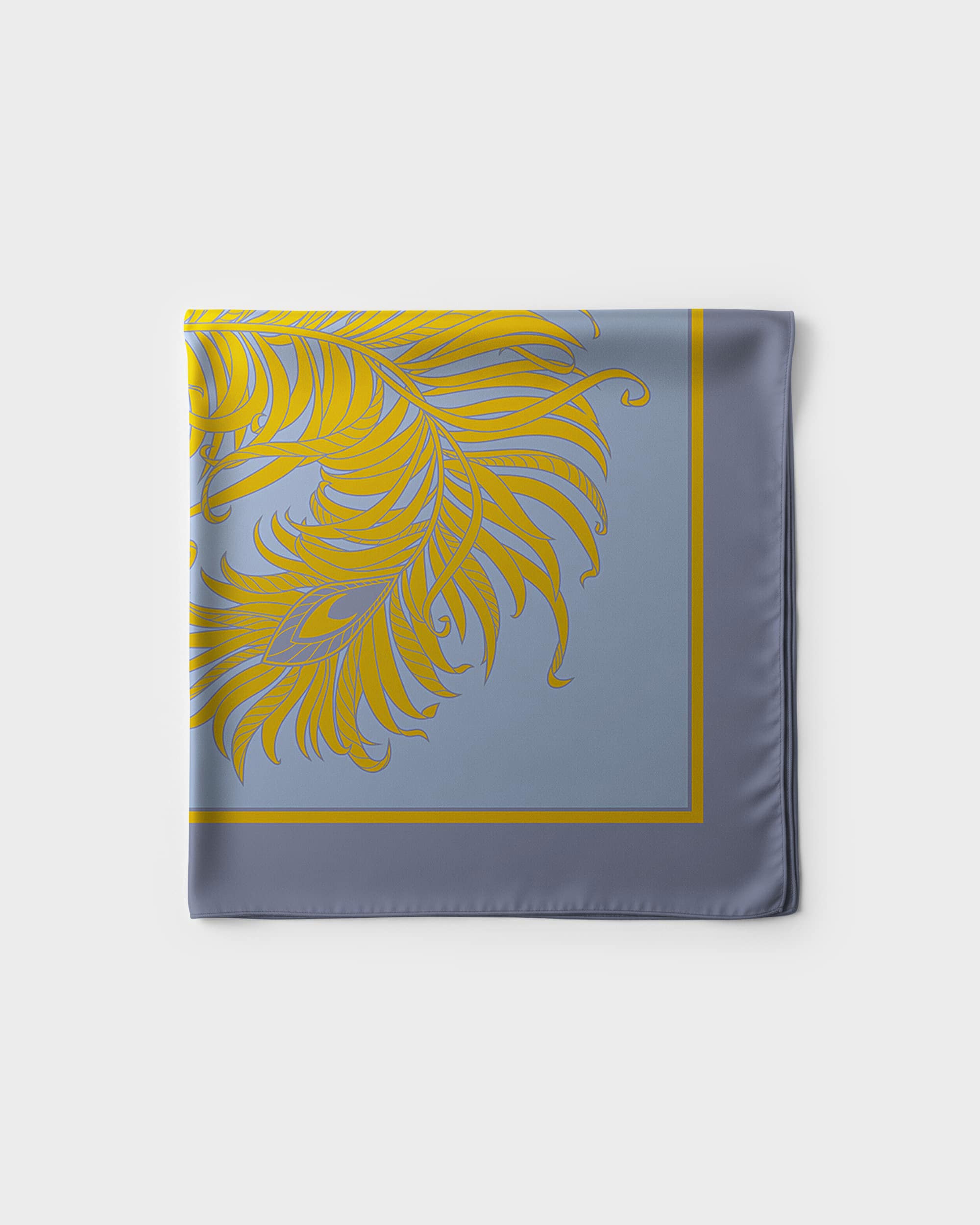 Graphite feather silk scarf | 43 x 43 in