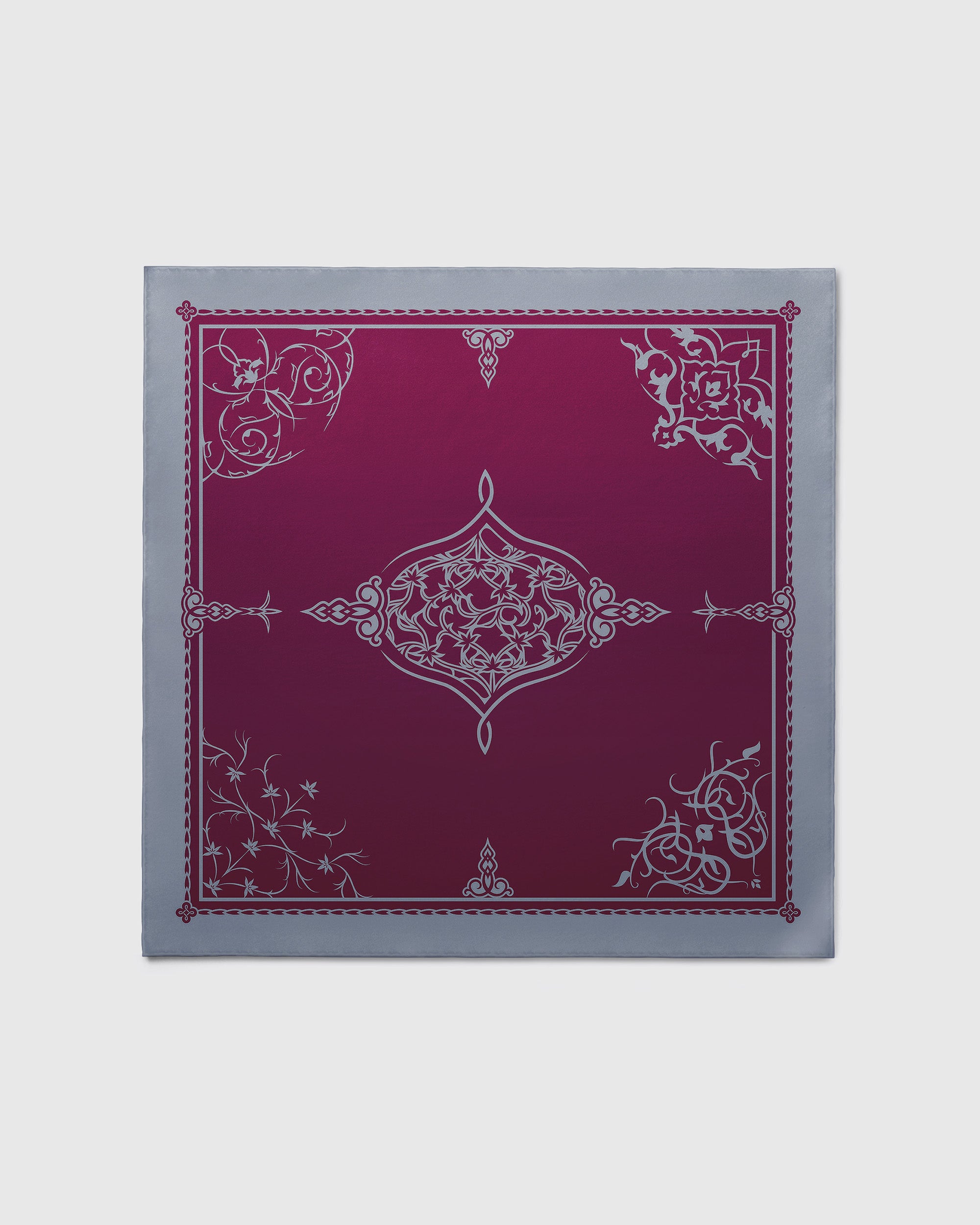 Amaranth purple ornamental silk scarf  | 43 in x 43 in