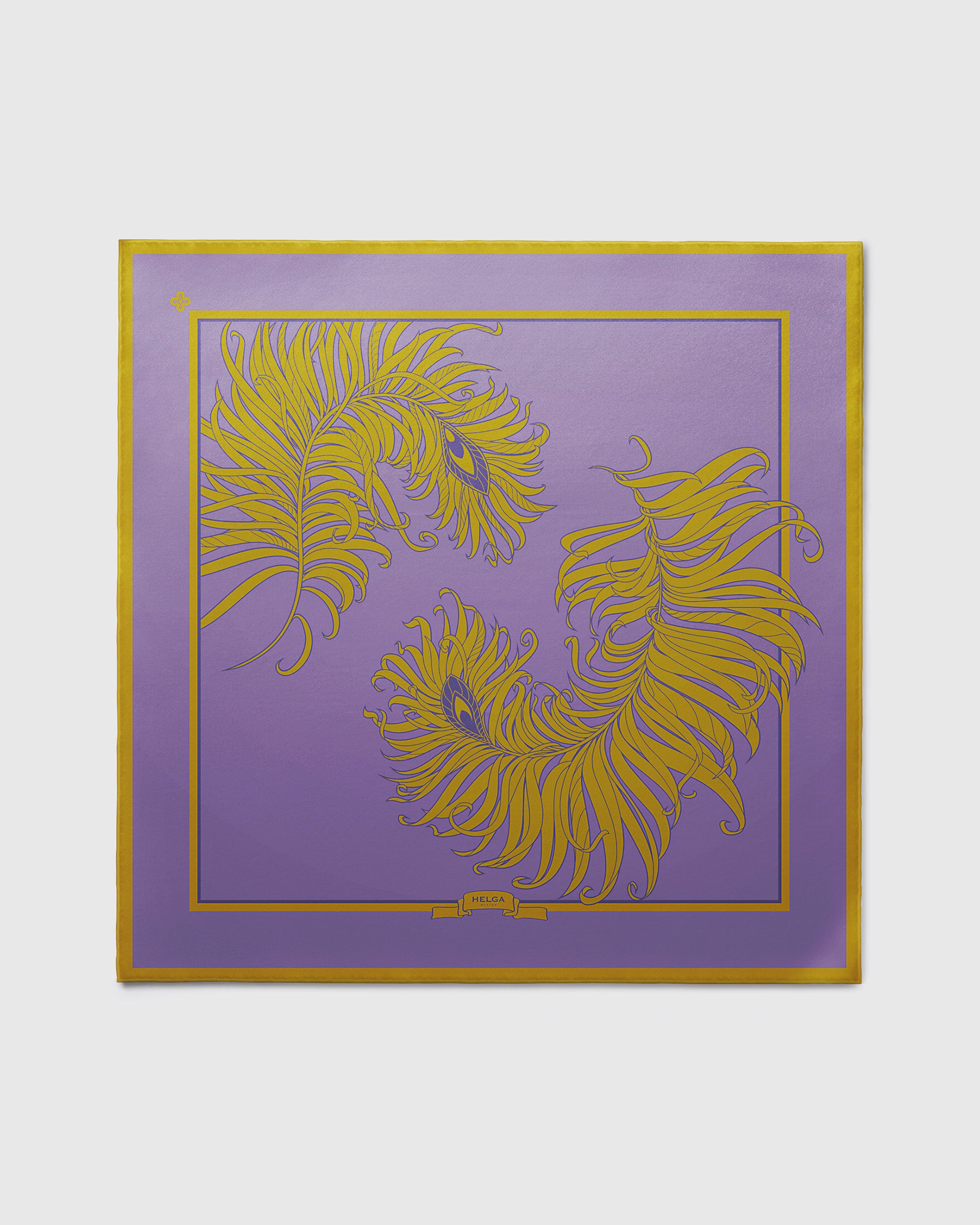 Amethyst feather silk scarf | 55 in x 55 in