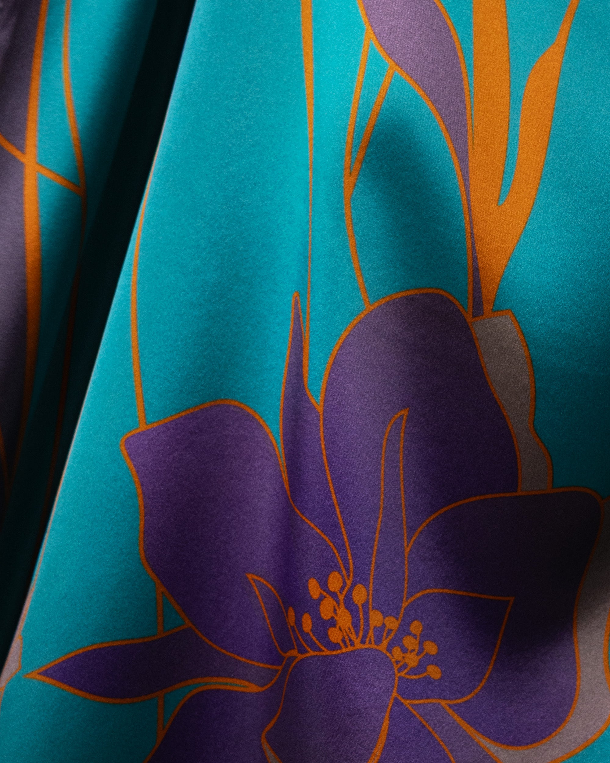 Pine green floral silk scarf | 43 x 43 in