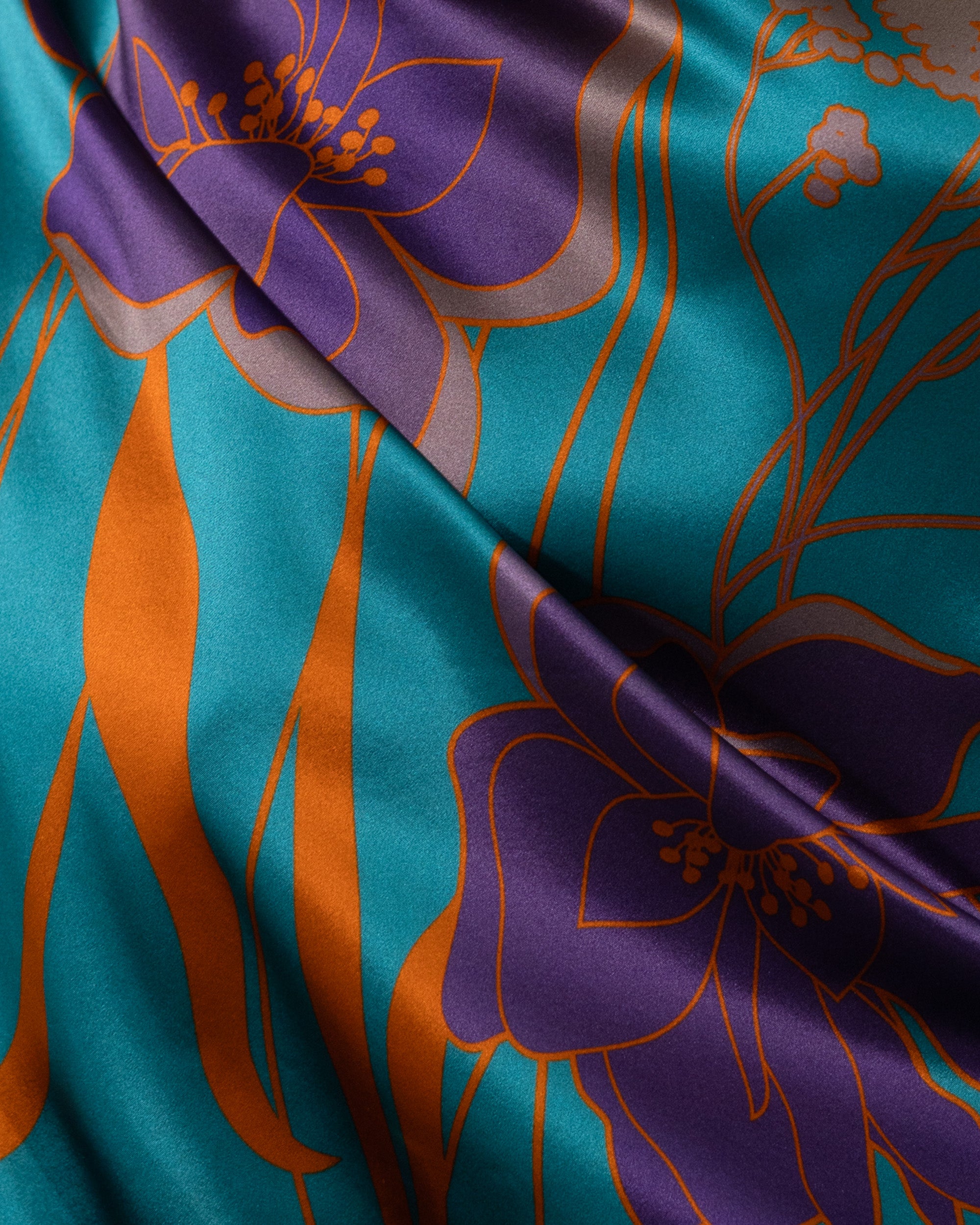 Pine green floral silk scarf | 43 x 43 in