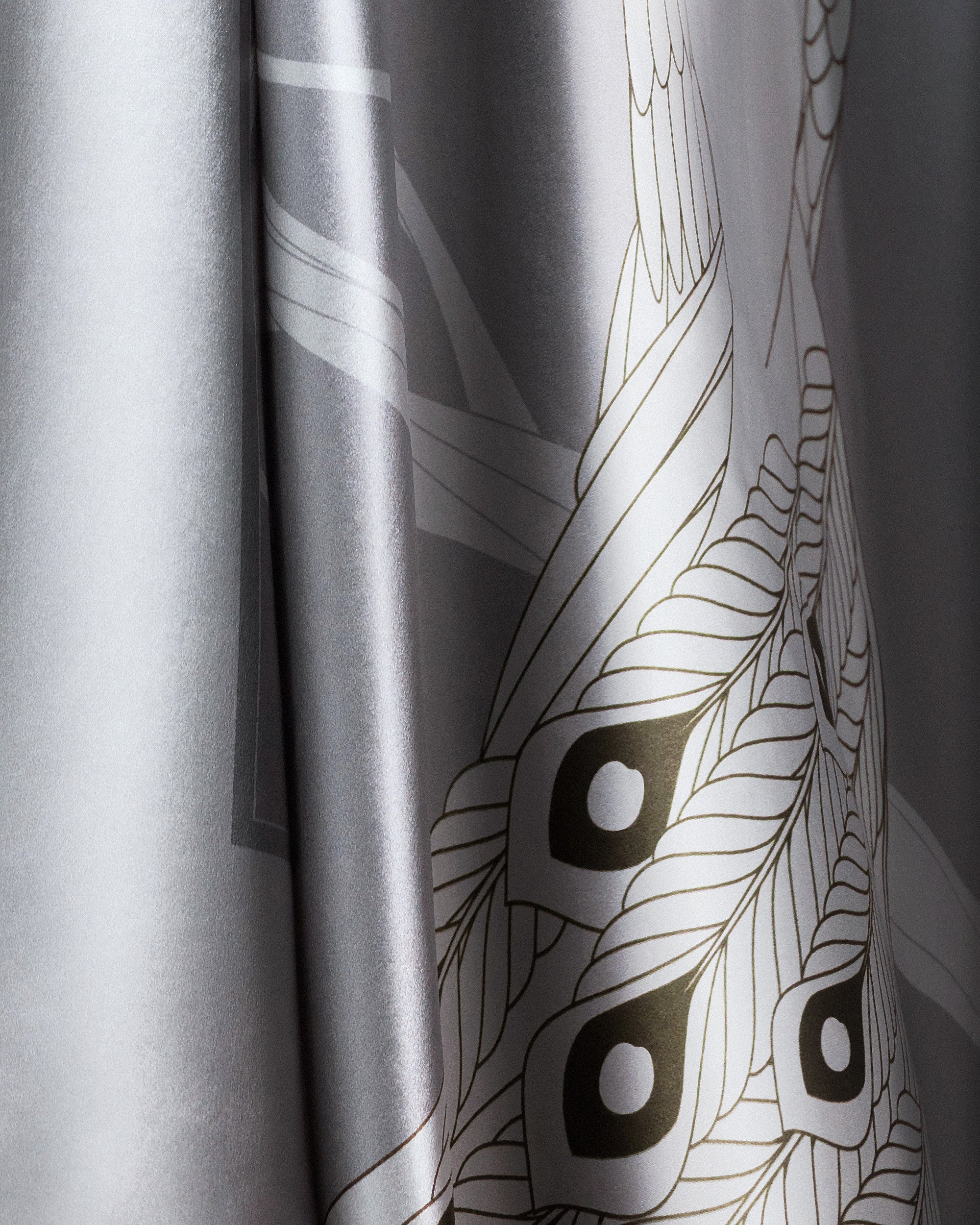 Platinum grey peacock silk scarf | 43 x 43 in