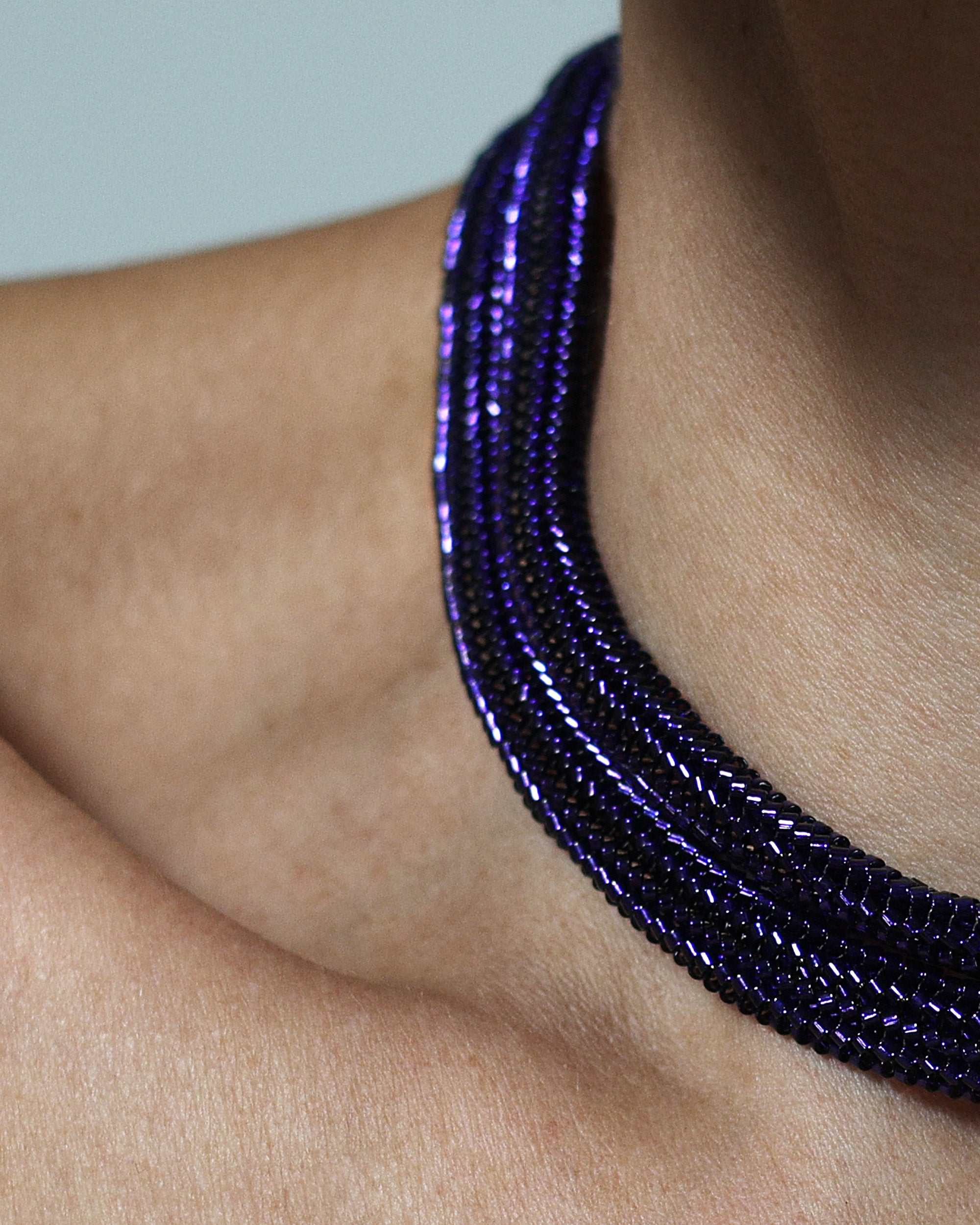 Beaded sapphire blue choker