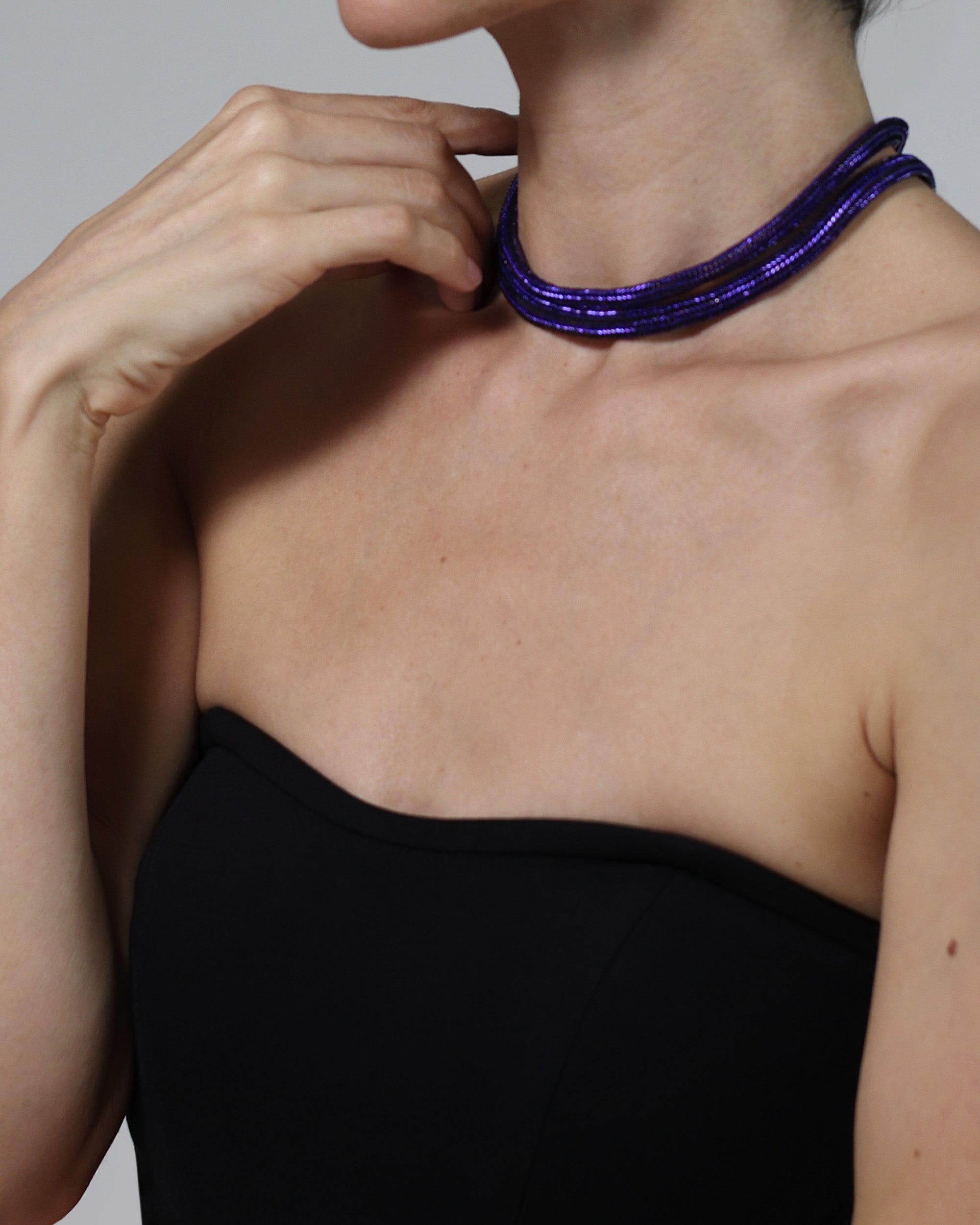 Beaded sapphire blue choker