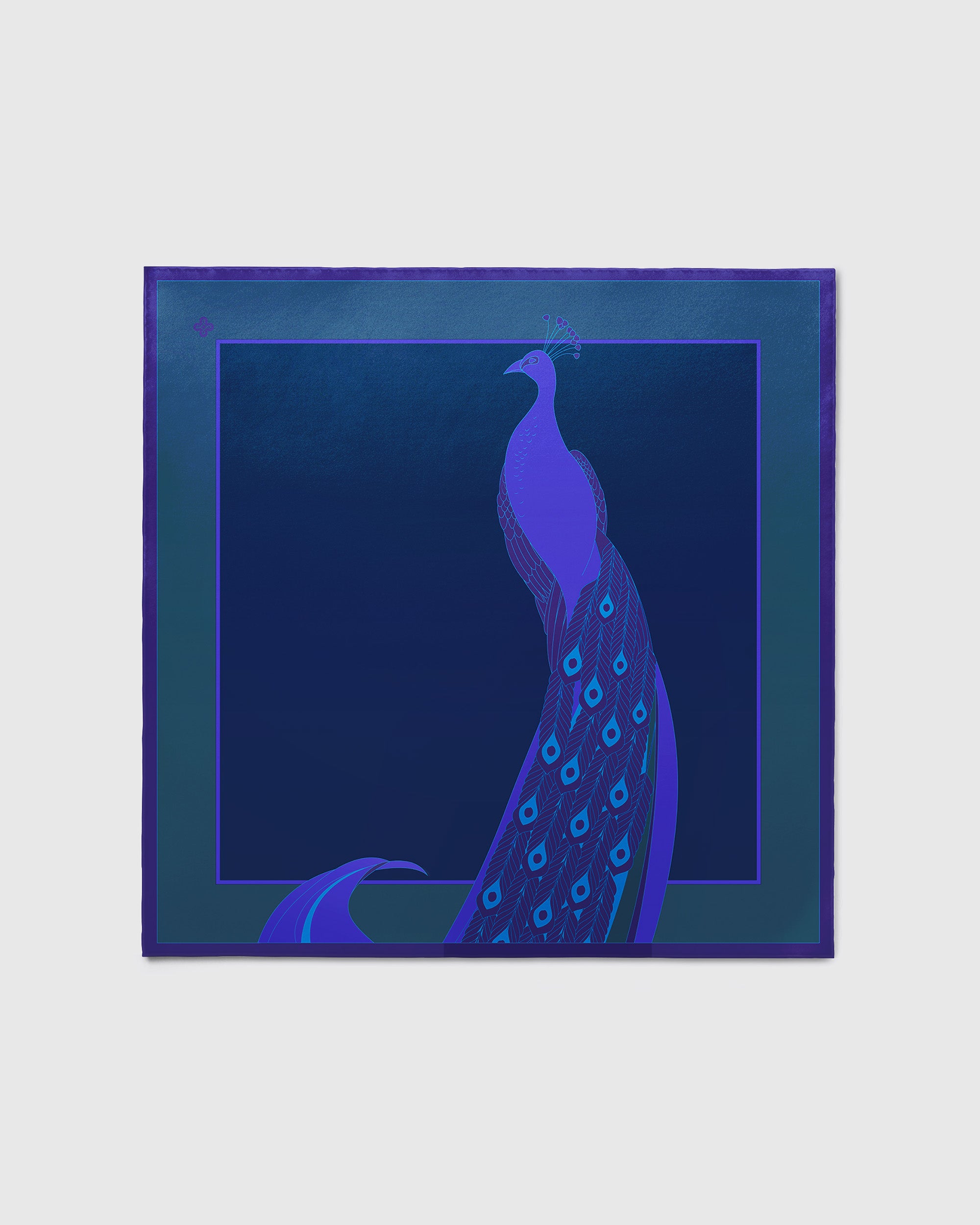 Dark sapphire peacock silk scarf | 43 in x 43 in