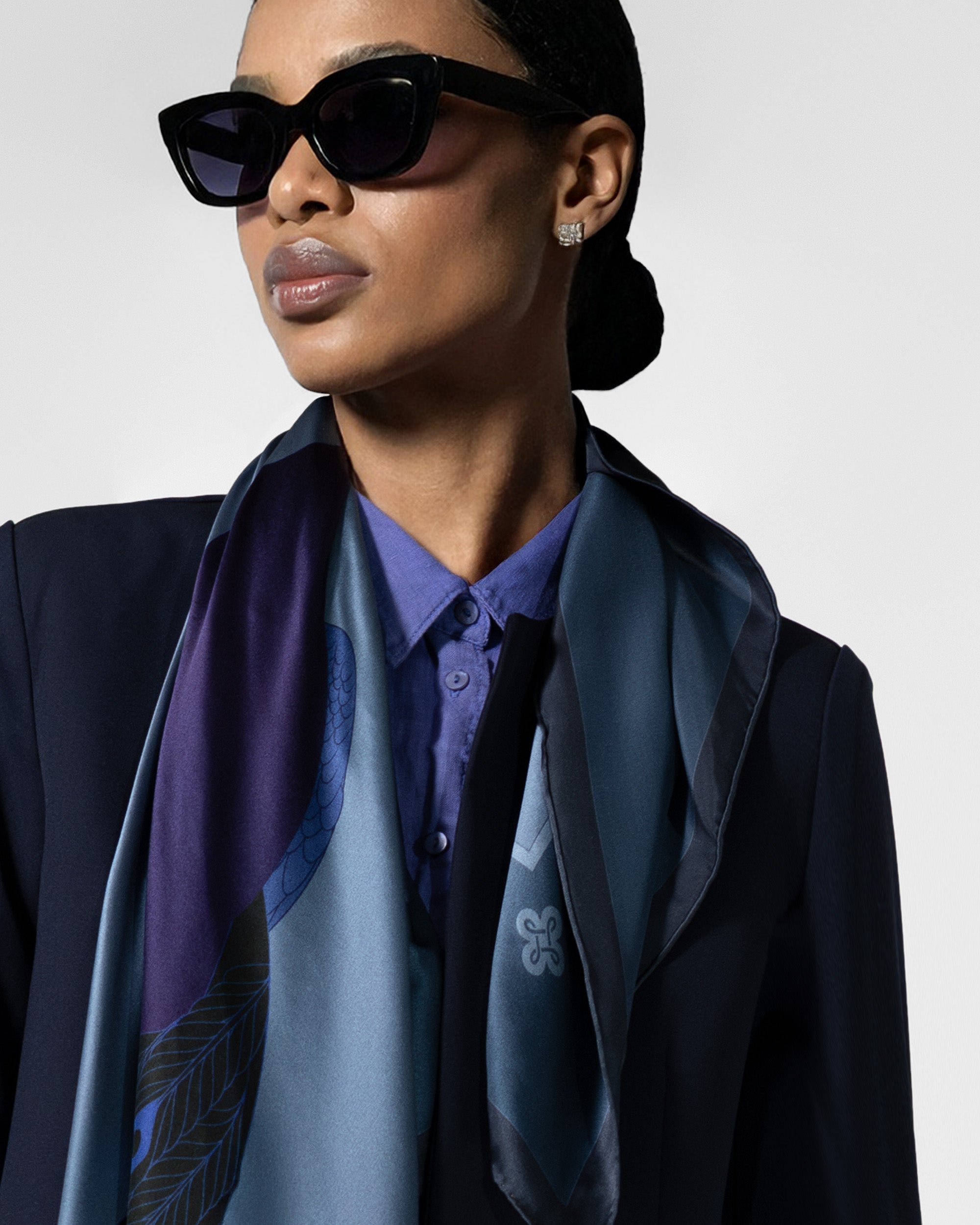 Twilight peacock silk scarf | 43 in x 43 in