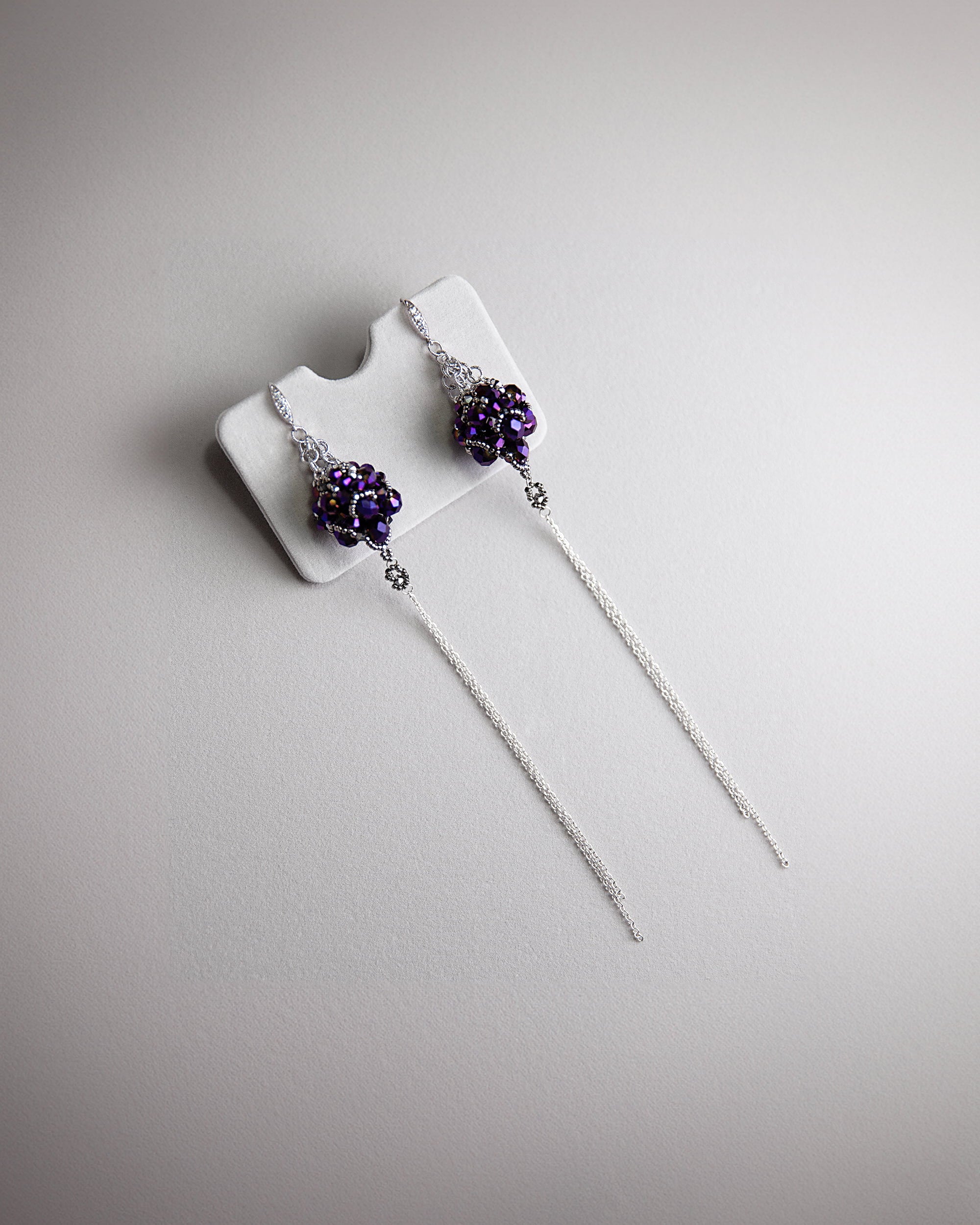 Silver earrings with crystals