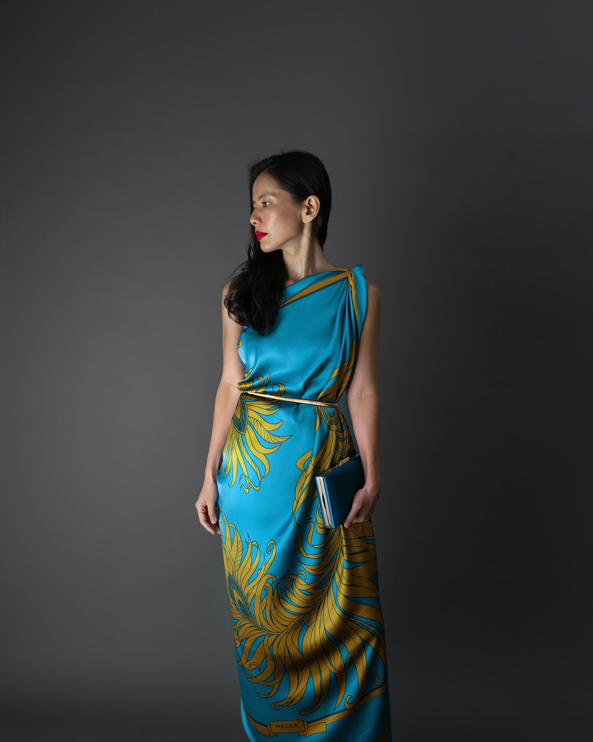 Turquoise foulard 55"