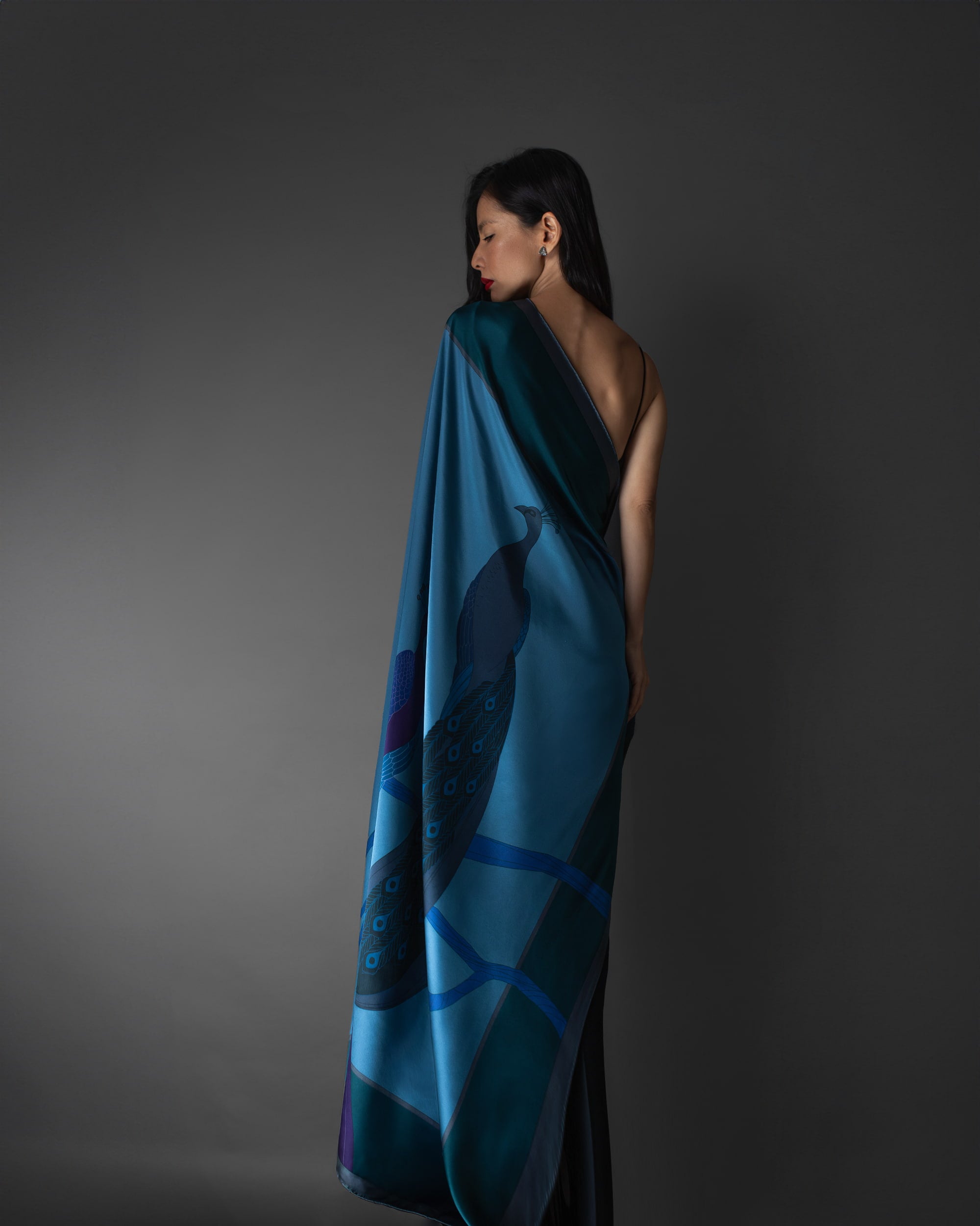 Twilight peacock silk foulard 55"